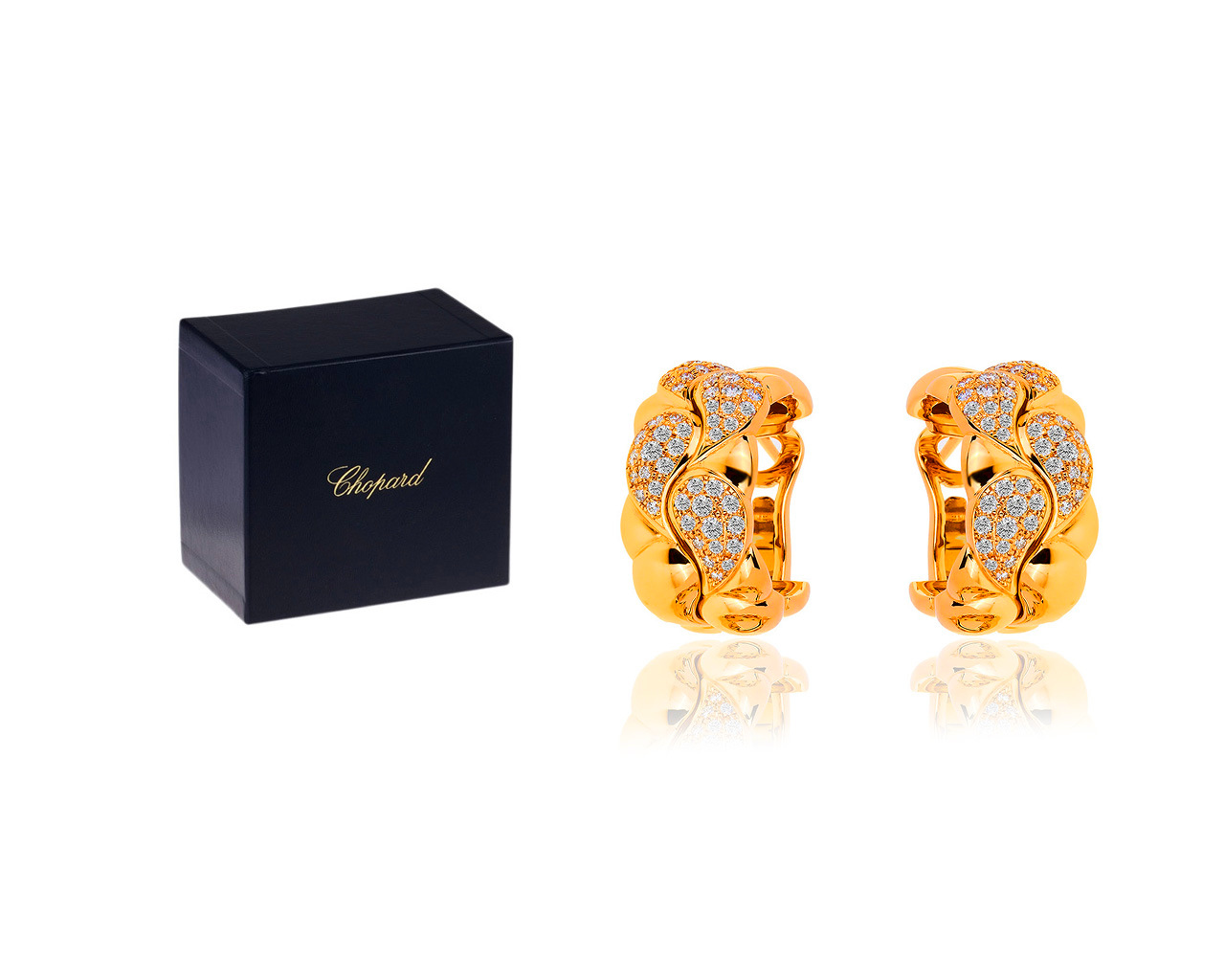 Оригинальные золотые серьги с бриллиантами 1.25ct Chopard Casmir