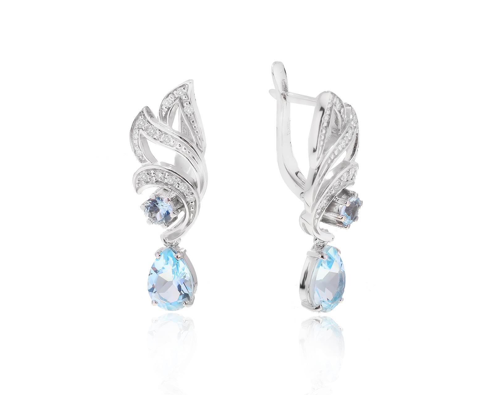 Золотые серьги с топазами 3.26ct и бриллиантами 0.19ct 020424/28