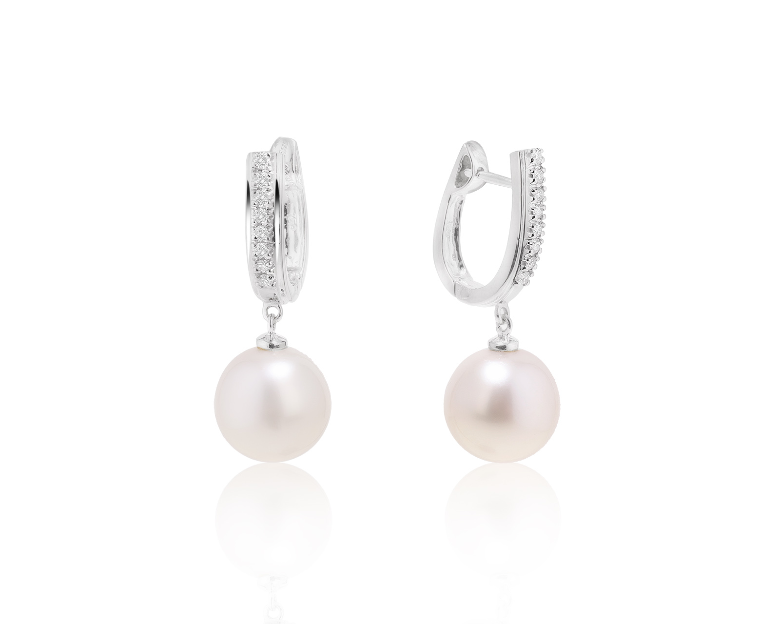 Очаровательные золотые серьги с жемчугом 12.00 мм 260123/9