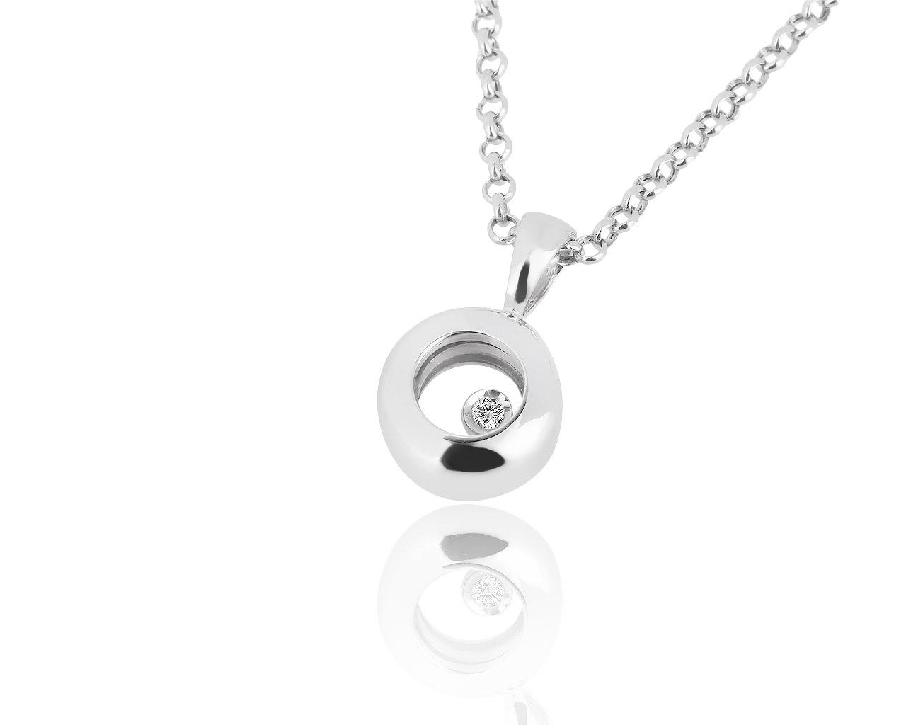 Изысканный золотой кулон с плавающим бриллиантом 0.02ct 240818/9