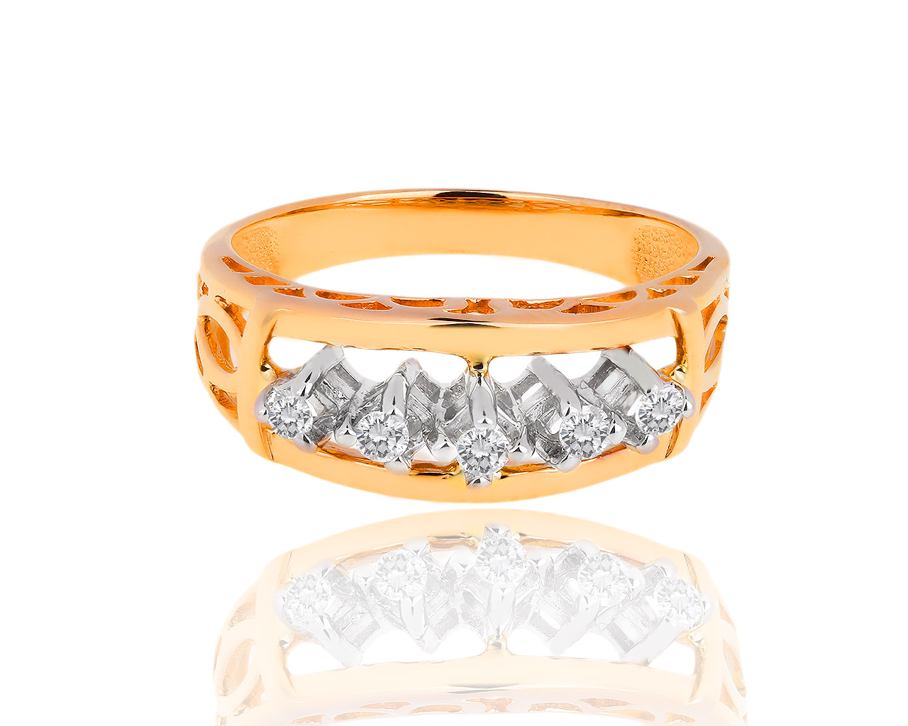 Волнующее золотое кольцо с бриллиантами 0.15ct 130418/4