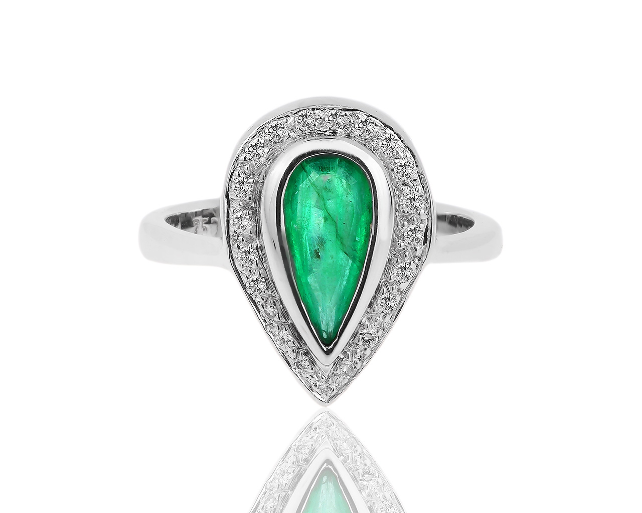 Золотое кольцо с бриллиантами 0.10ct и изумрудом 0.51ct 080818/3