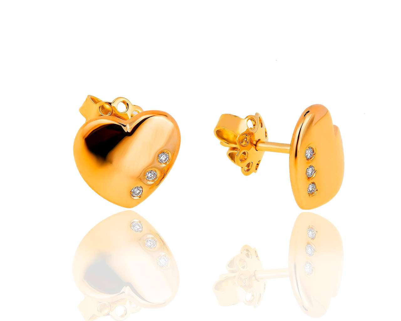 Оригинальные золотые серьги с бриллиантами 0.05ct Leo Pizzo Heart