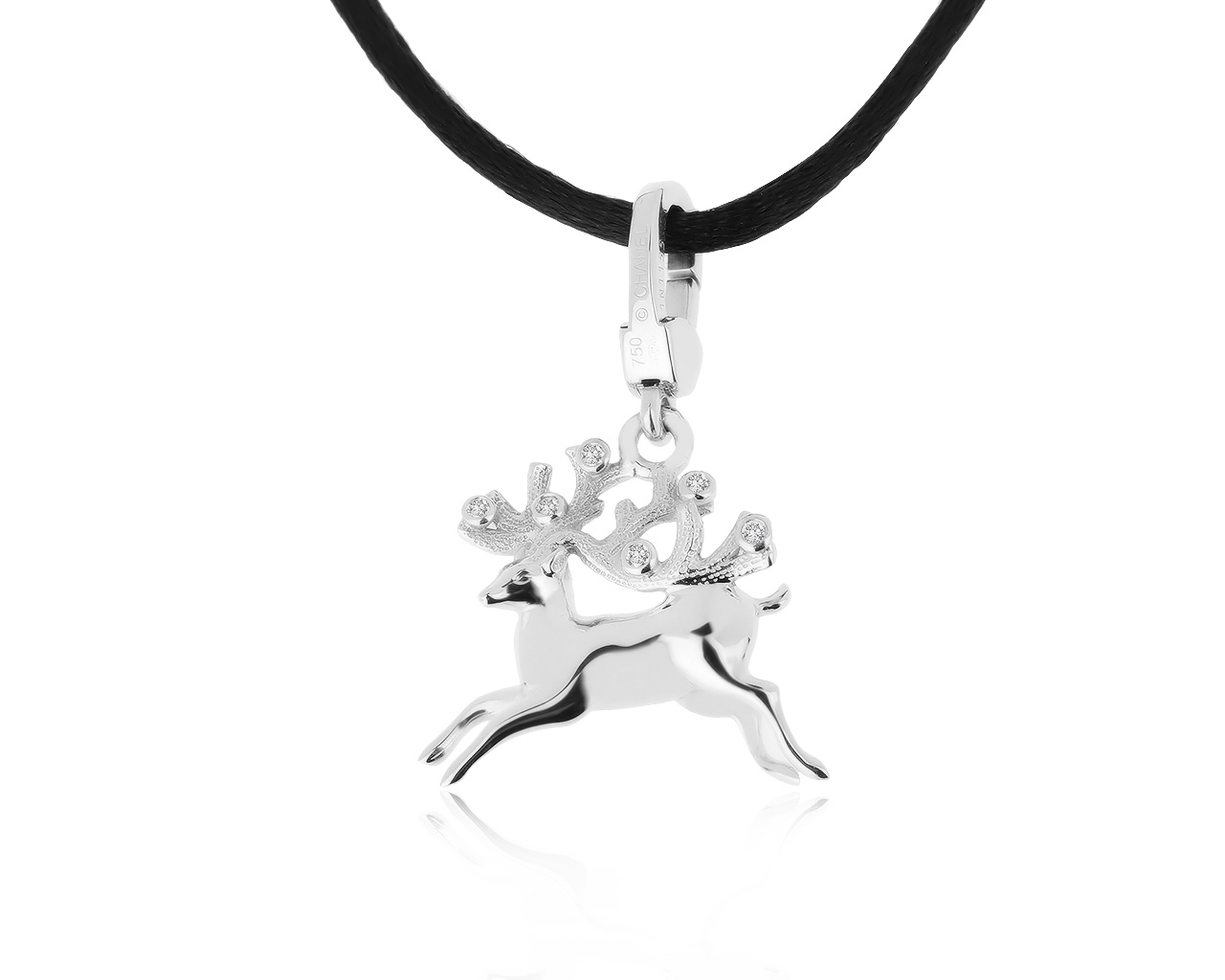 Оригинальный золотой кулон с бриллиантами 0.05ct Chanel Reindeer 051120/2