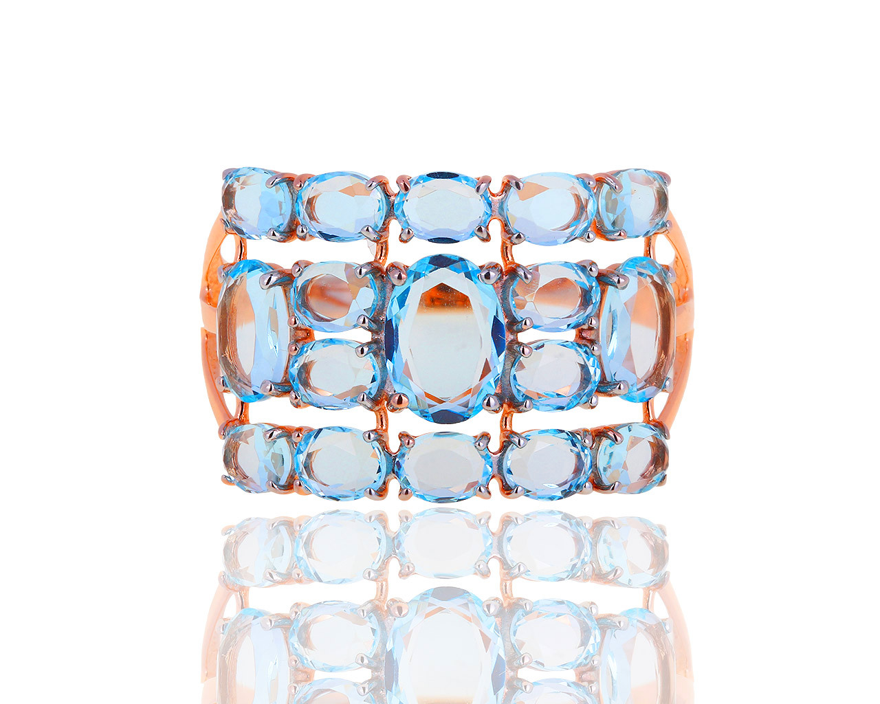 Волшебное золотое кольцо с топазами 271018/4