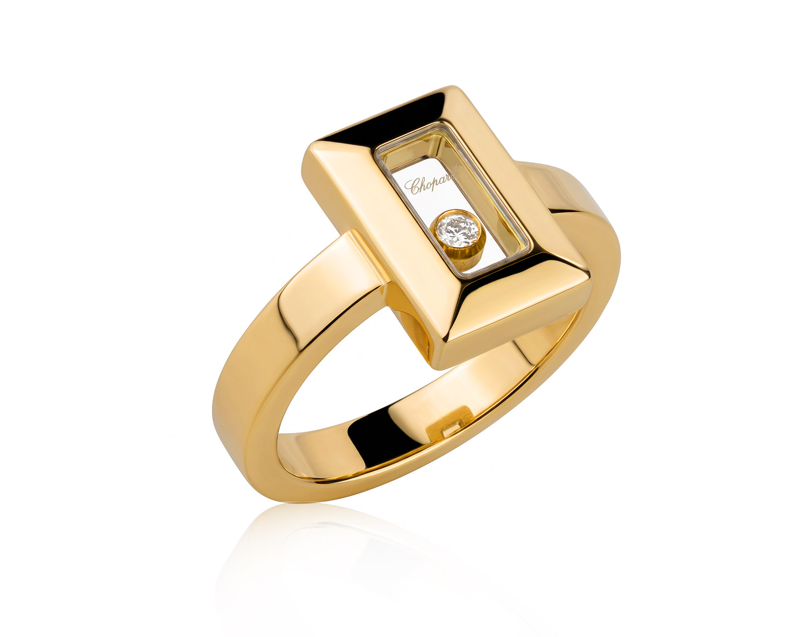 Оригинальное золотое кольцо с бриллиантом 0.05ct Chopard Happy Diamonds Squares 060726/1