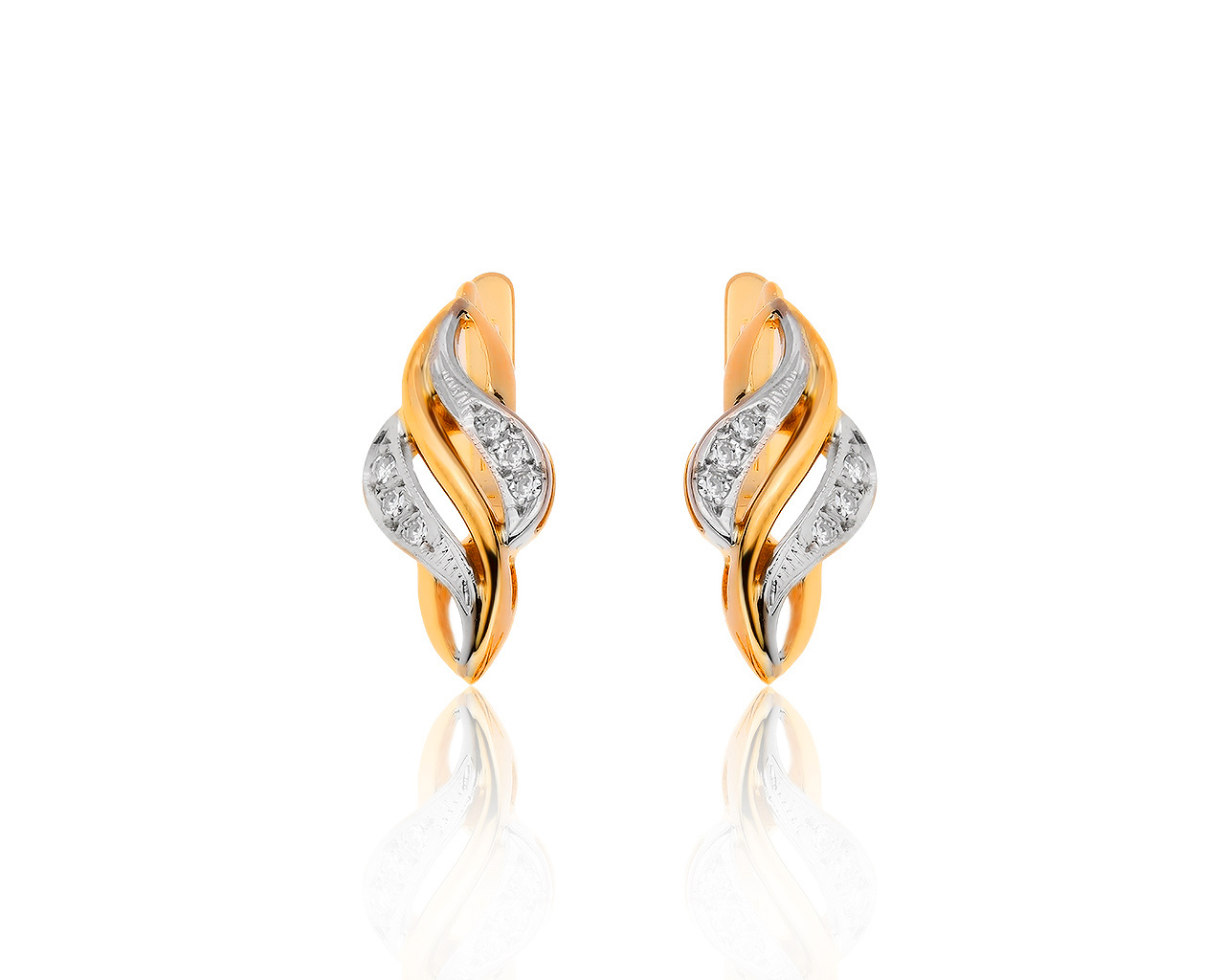 Винтажные золотые серьги с бриллиантами 0.18ct 251019/3