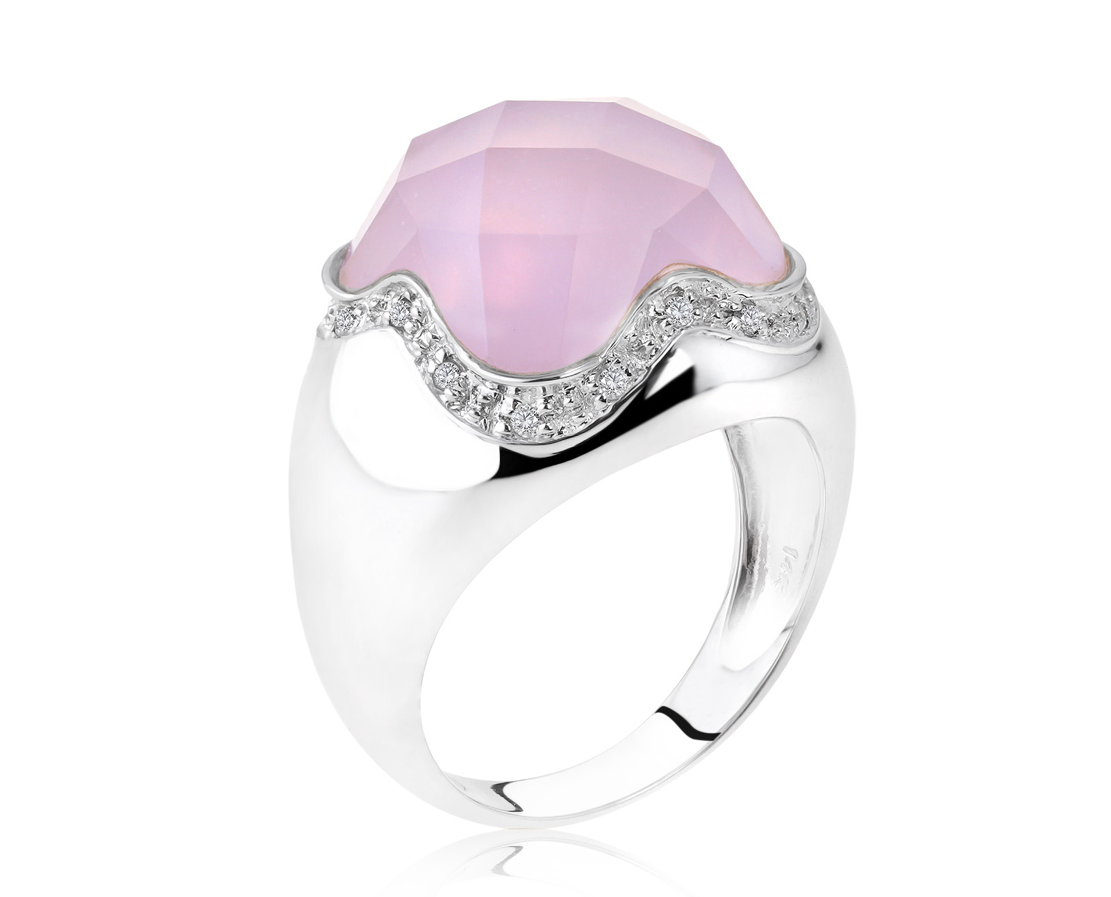 Изысканное золотое кольцо с розовым кварцем 9.45ct