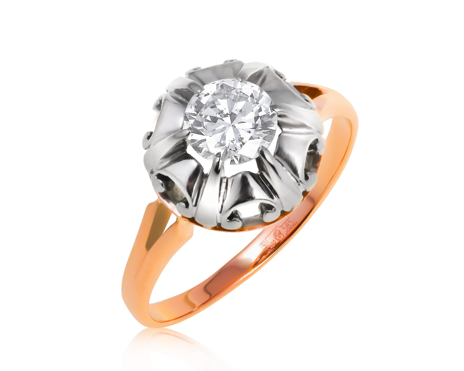 Винтажное золотое кольцо с бриллиантом 0.75ct СССР