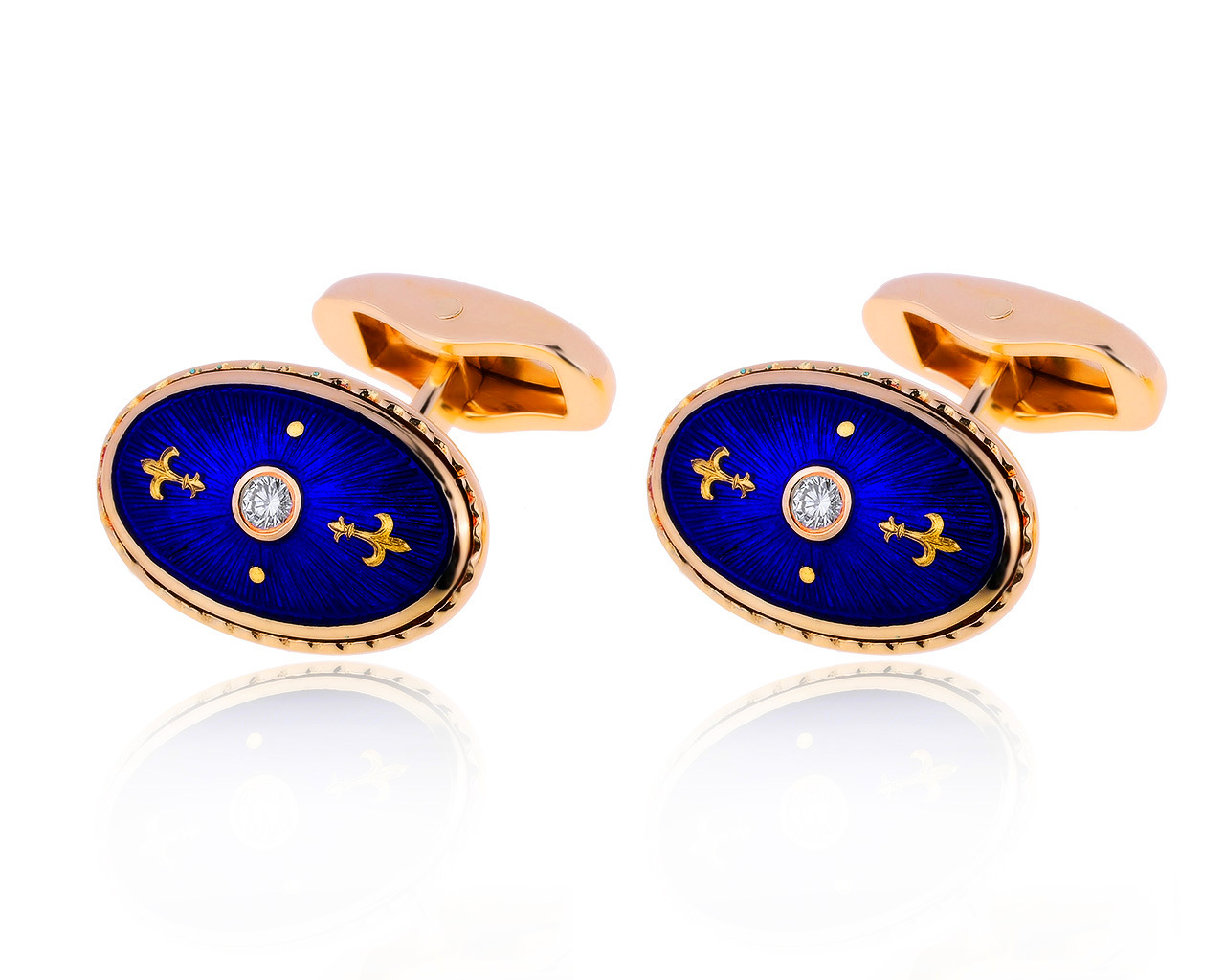 Оригинальные золотые запонки с бриллиантами 0.12ct Faberge 300420/4