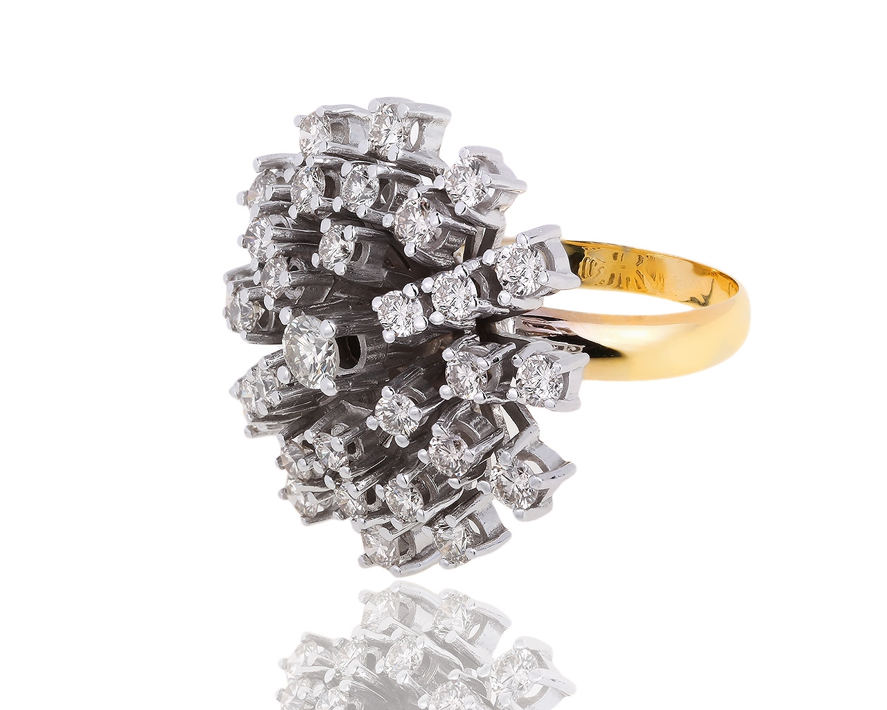 Винтажное золотое кольцо с бриллиантами 3.02ct 040918/2