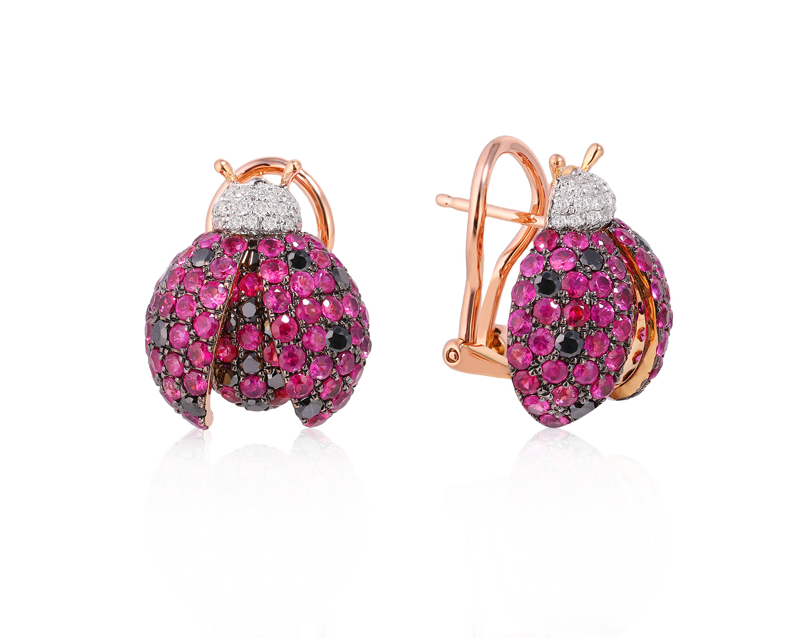 Золотые серьги с рубинами 3.05ct и бриллиантами 0.80ct