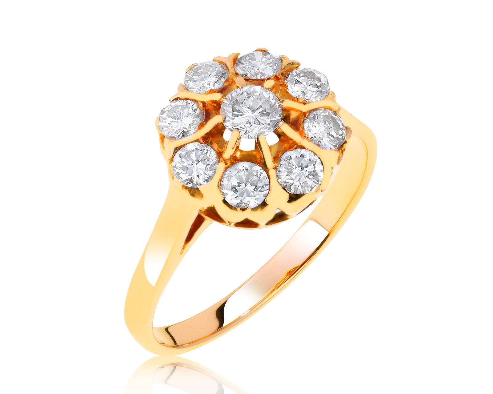 Красивое золотое кольцо с бриллиантами 1.04ct СССР