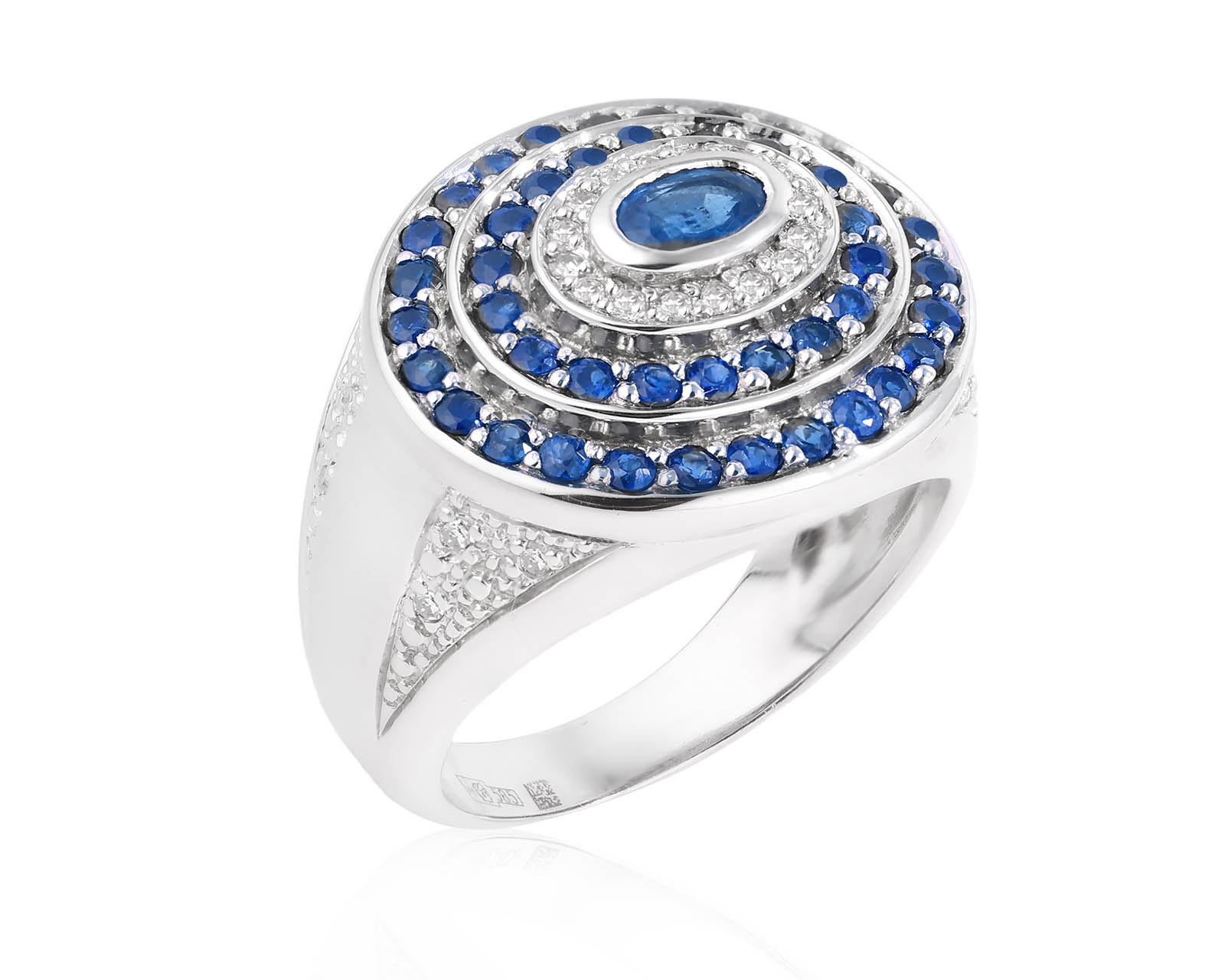 Золотое кольцо с сапфирами 1.32ct и бриллиантами 0.14ct 240725/7