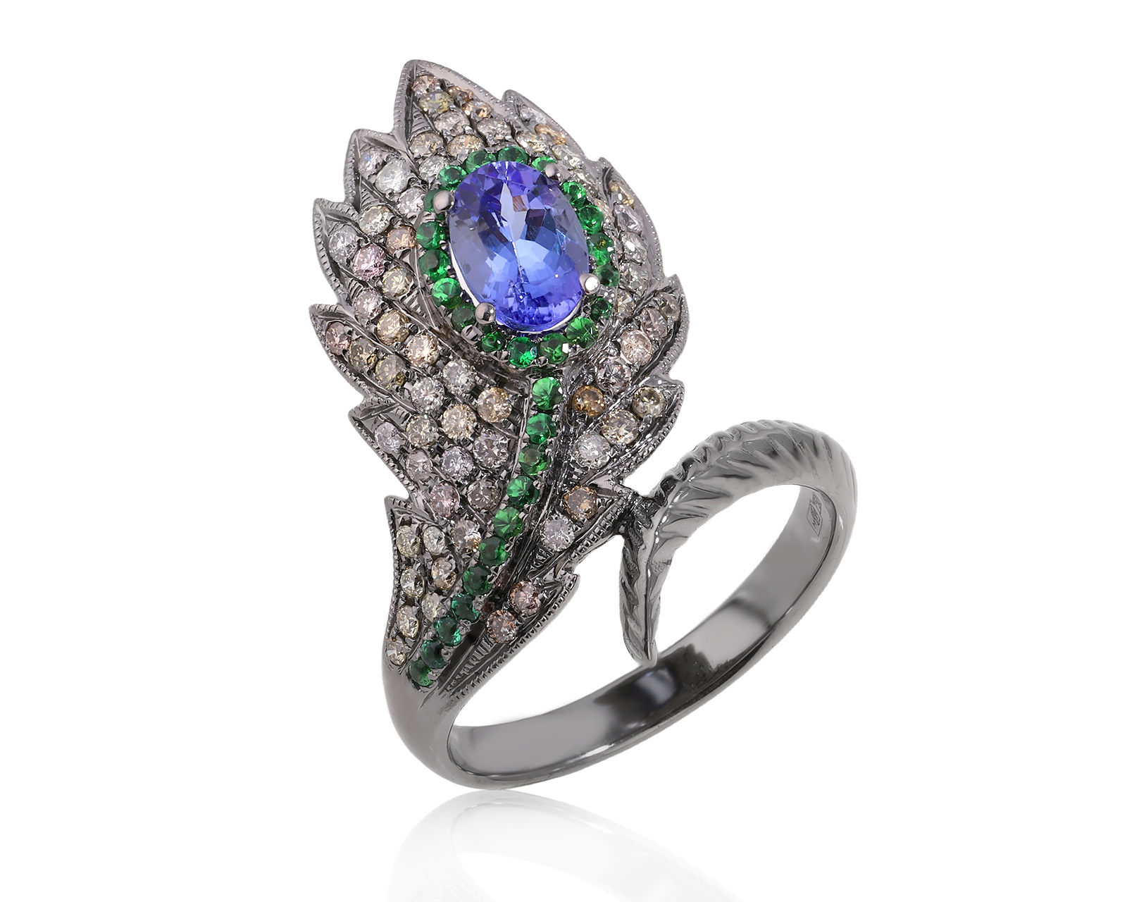 Золотое кольцо с танзанитом 0.74ct и бриллиантами 0.74ct 191025/4