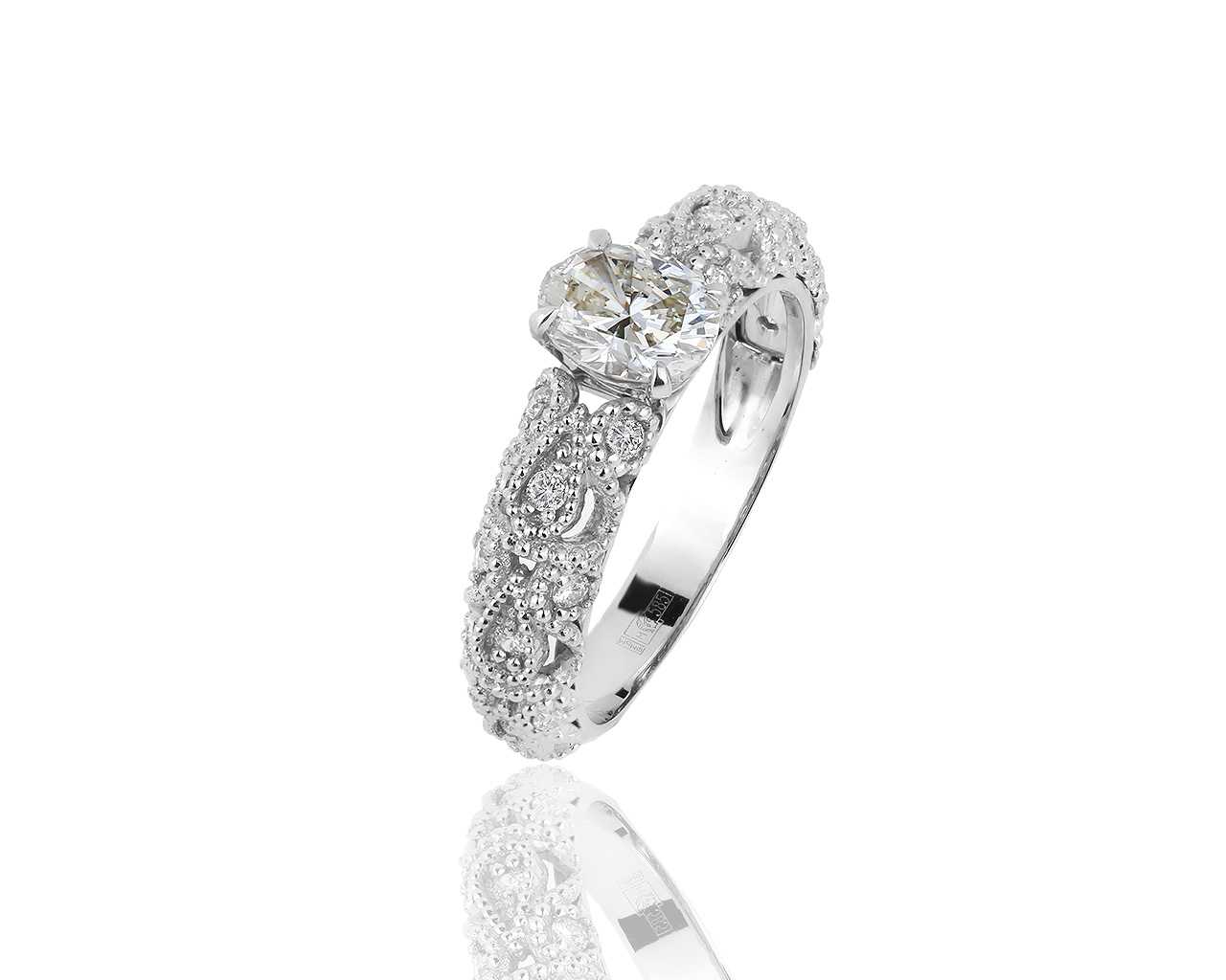 Помолвочное золотое кольцо с бриллиантами 0.96ct 240419/4