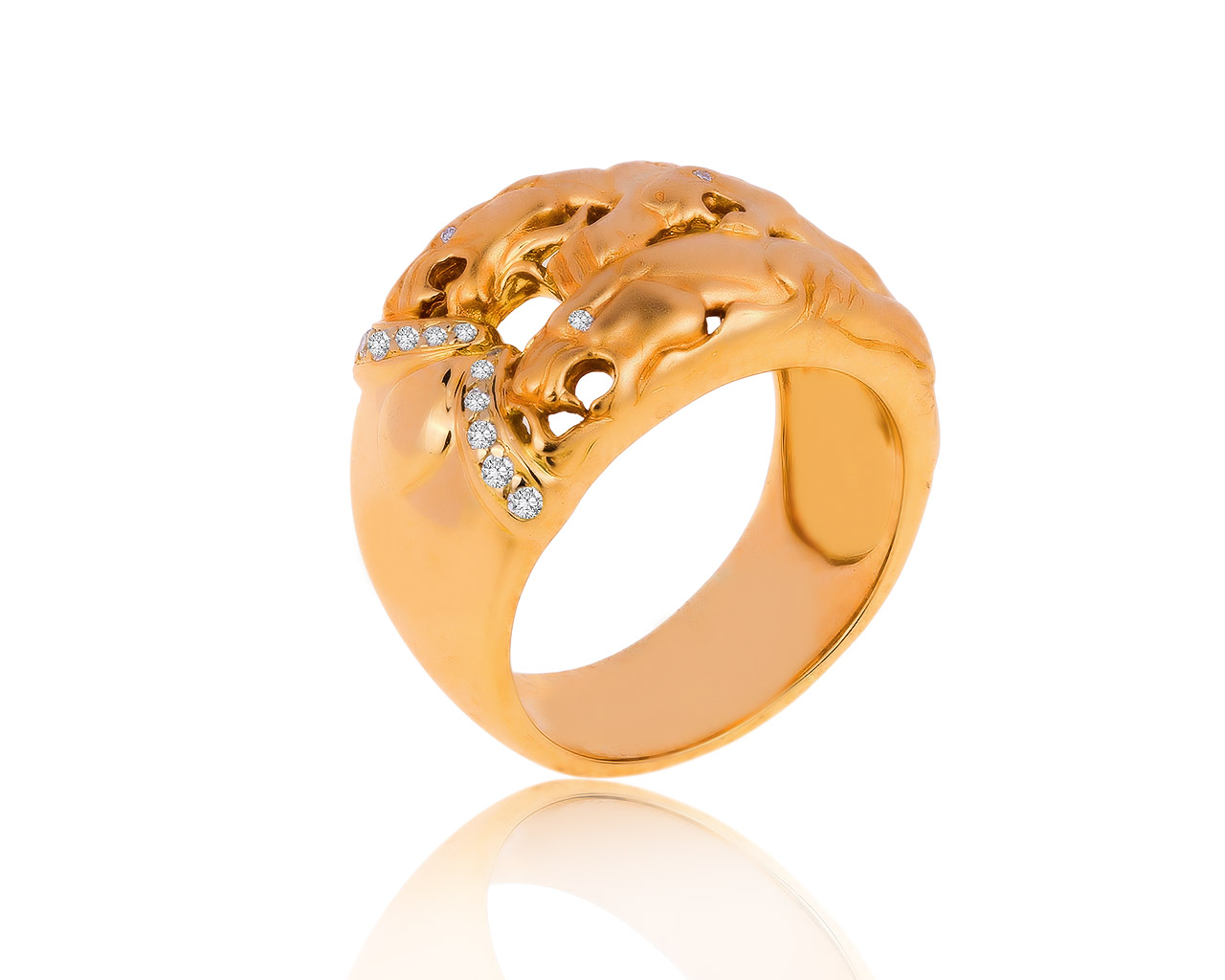Оригинальное золотое кольцо с бриллиантами 0.11ct Carrera y Carrera