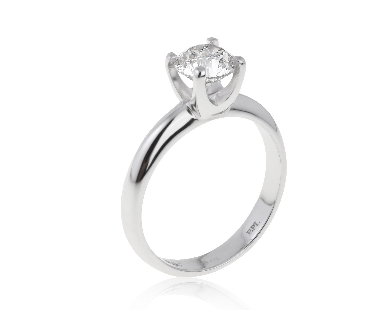 Оригинальное платиновое кольцо с бриллиантом 0.92ct ЭПЛ Якутские бриллианты 280521/25