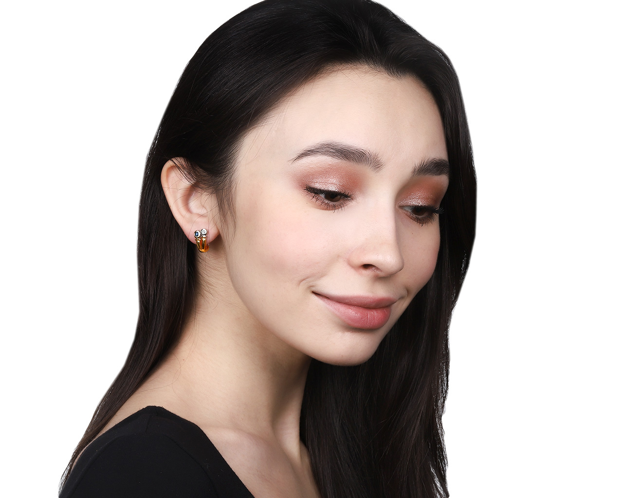 Стильные золотые серьги с сапфирами 0.22ct
