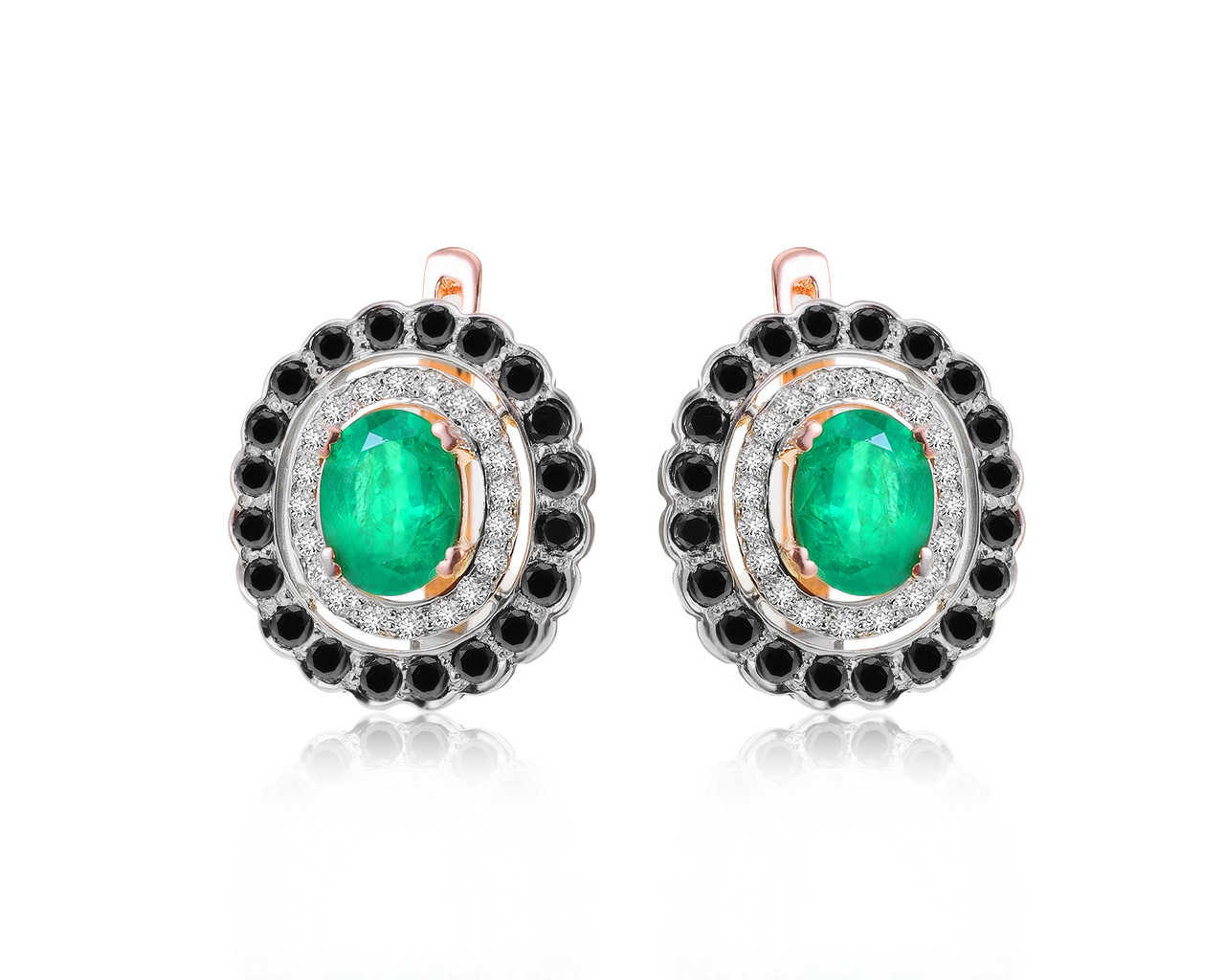 Эстетичные золотые серьги с изумрудами 1.83ct 281220/10