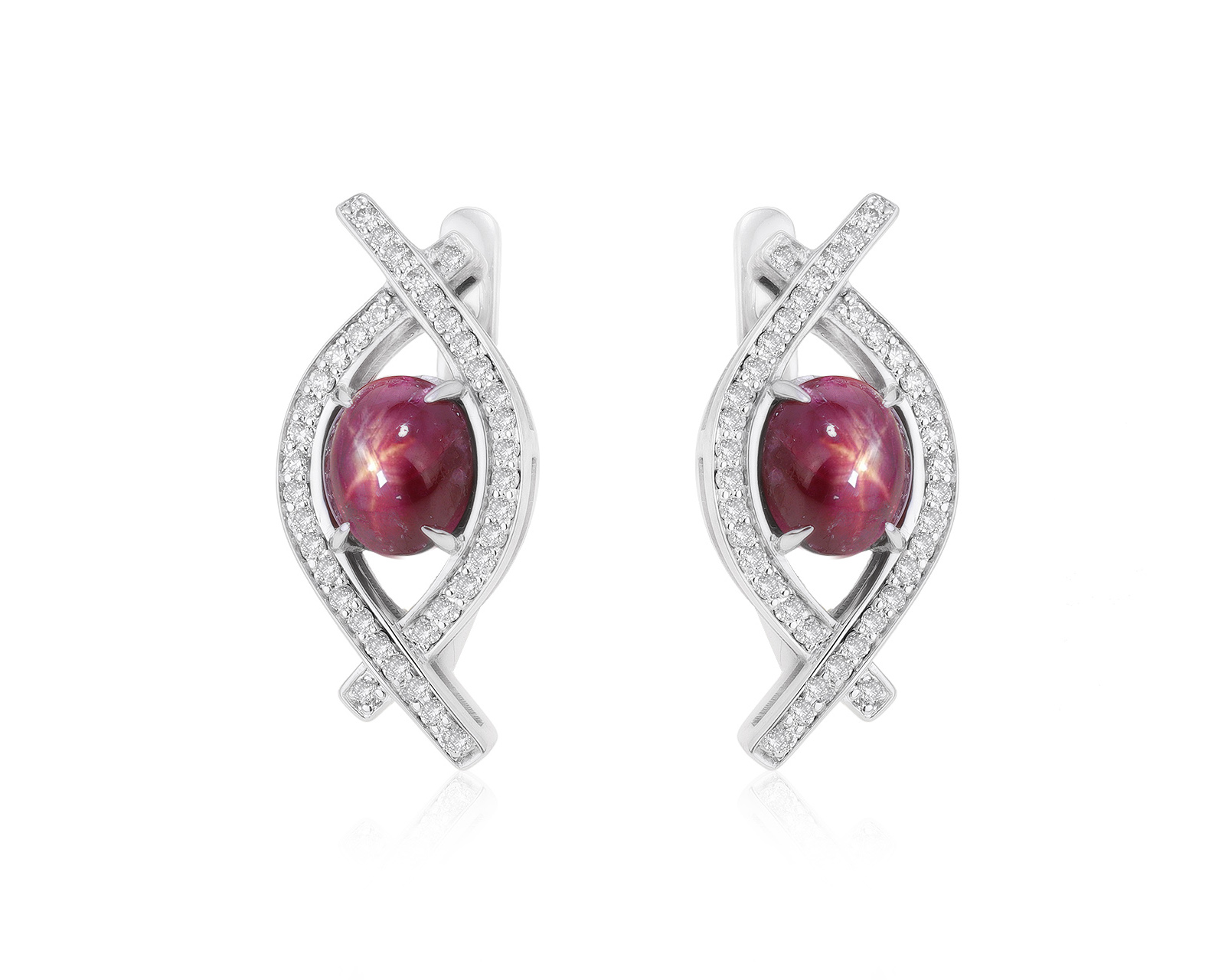 Женственные золотые серьги с рубинами 5.30ct