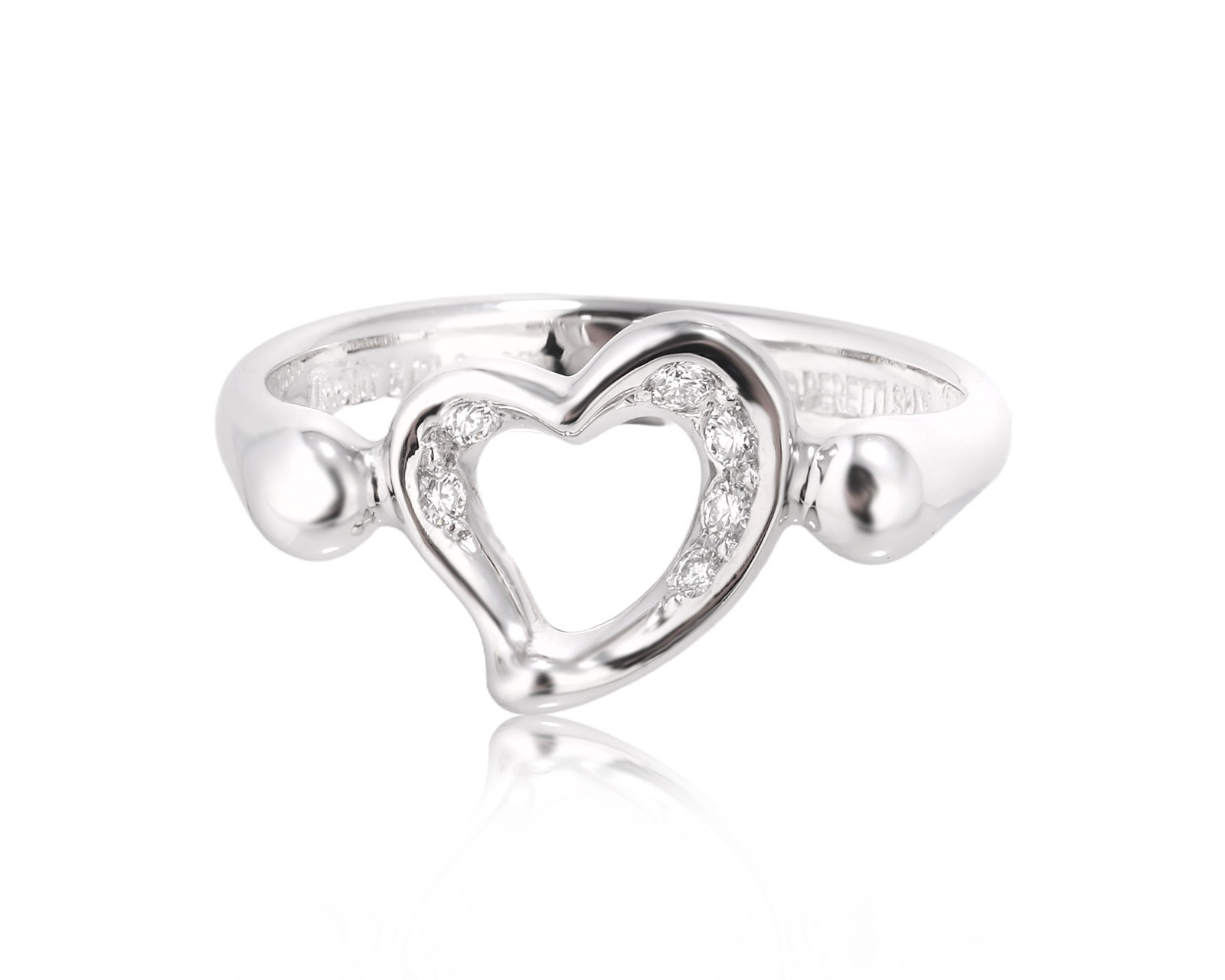 Оригинальное платиновое кольцо Tiffany&Co Elsa Peretti Open Heart