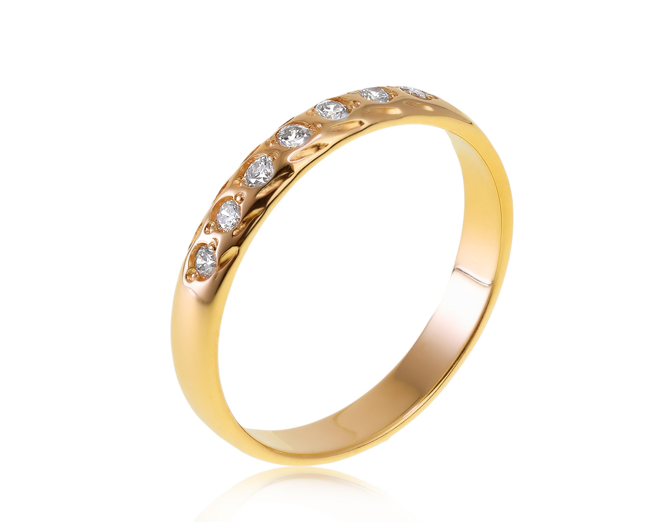 Оригинальное золотое кольцо с бриллиантами 0.12ct ЭПЛ Якутские бриллианты