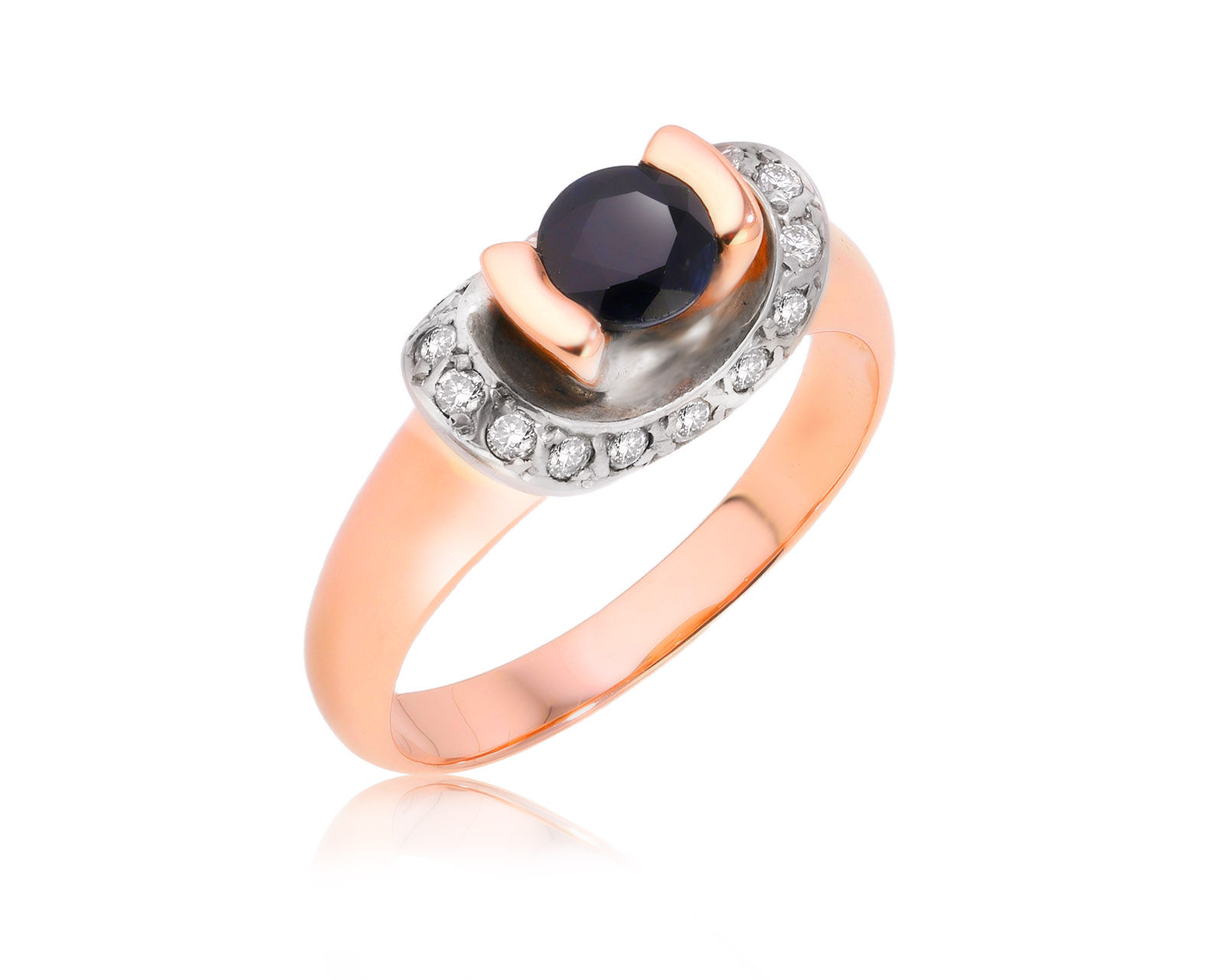 Золотое кольцо с сапфиром 0.60ct и бриллиантами 0.19ct 260425/6