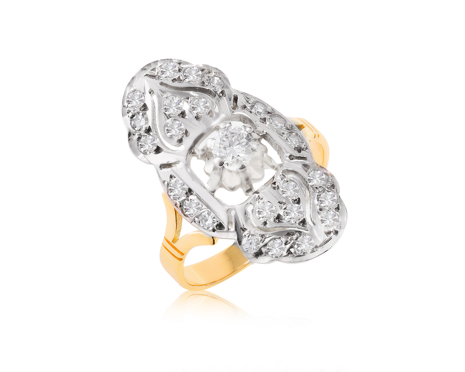 Золотое кольцо с бриллиантами 1.45ct СССР