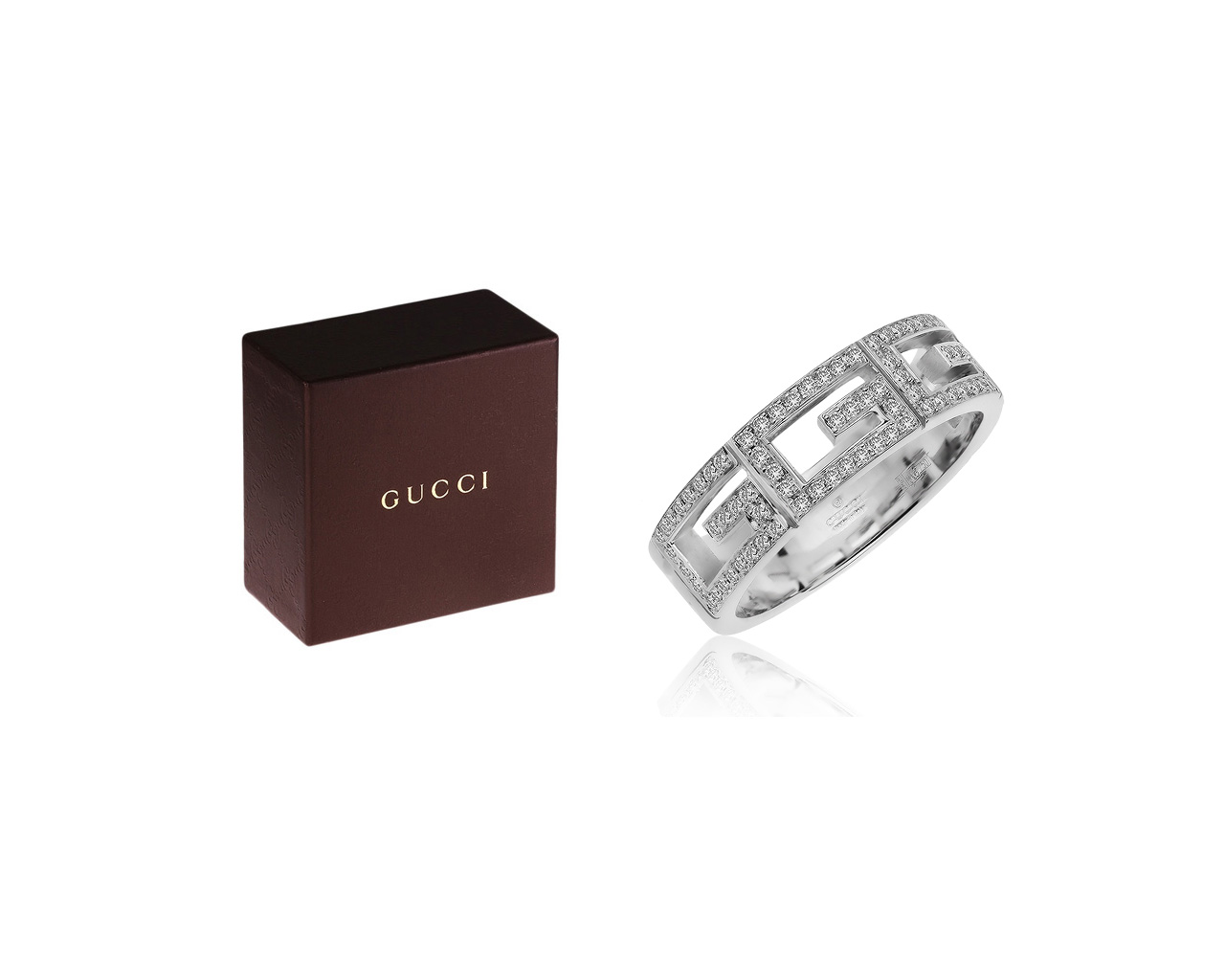 Оригинальное золотое кольцо с бриллиантами 0.44ct Gucci