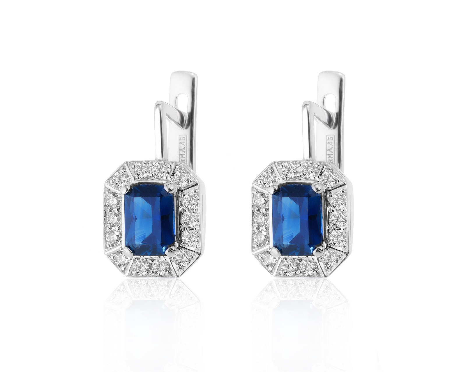 Великолепные золотые серьги с сапфирами 2.24ct