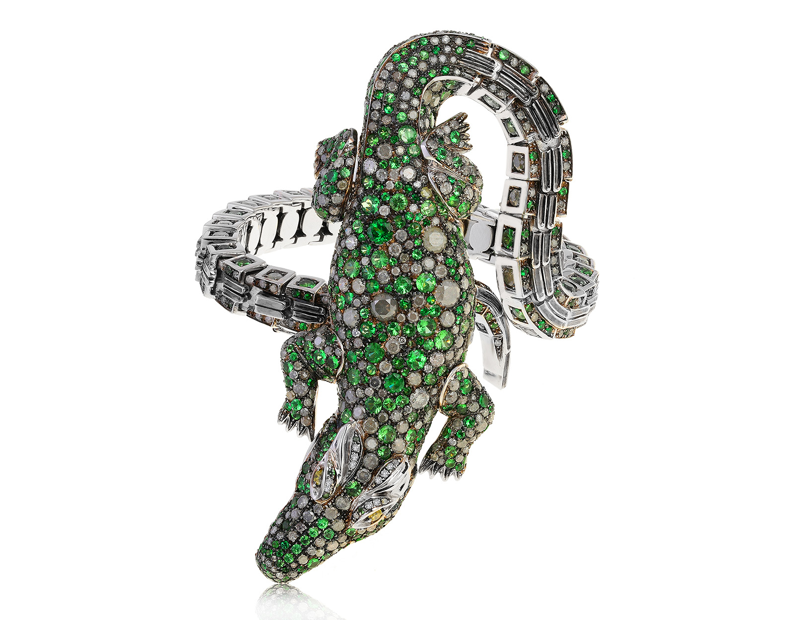 Оригинальный золотой браслет с тсаворитами 16.85ct Paolo Piovan Coccodrillo 170621/11