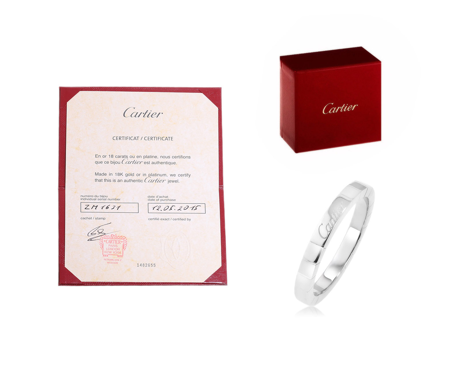 Оригинальное золотое кольцо Cartier Lanieres