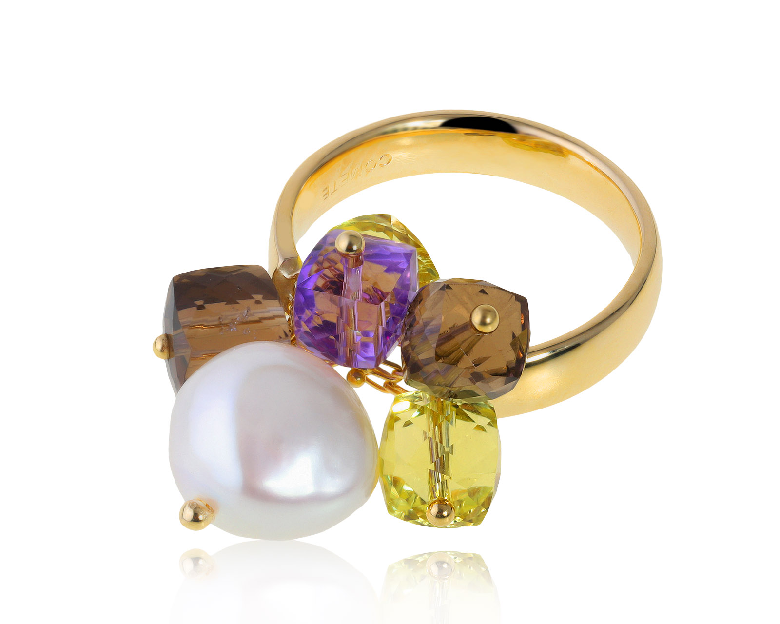 Оригинальное золотое кольцо с жемчугом Comete