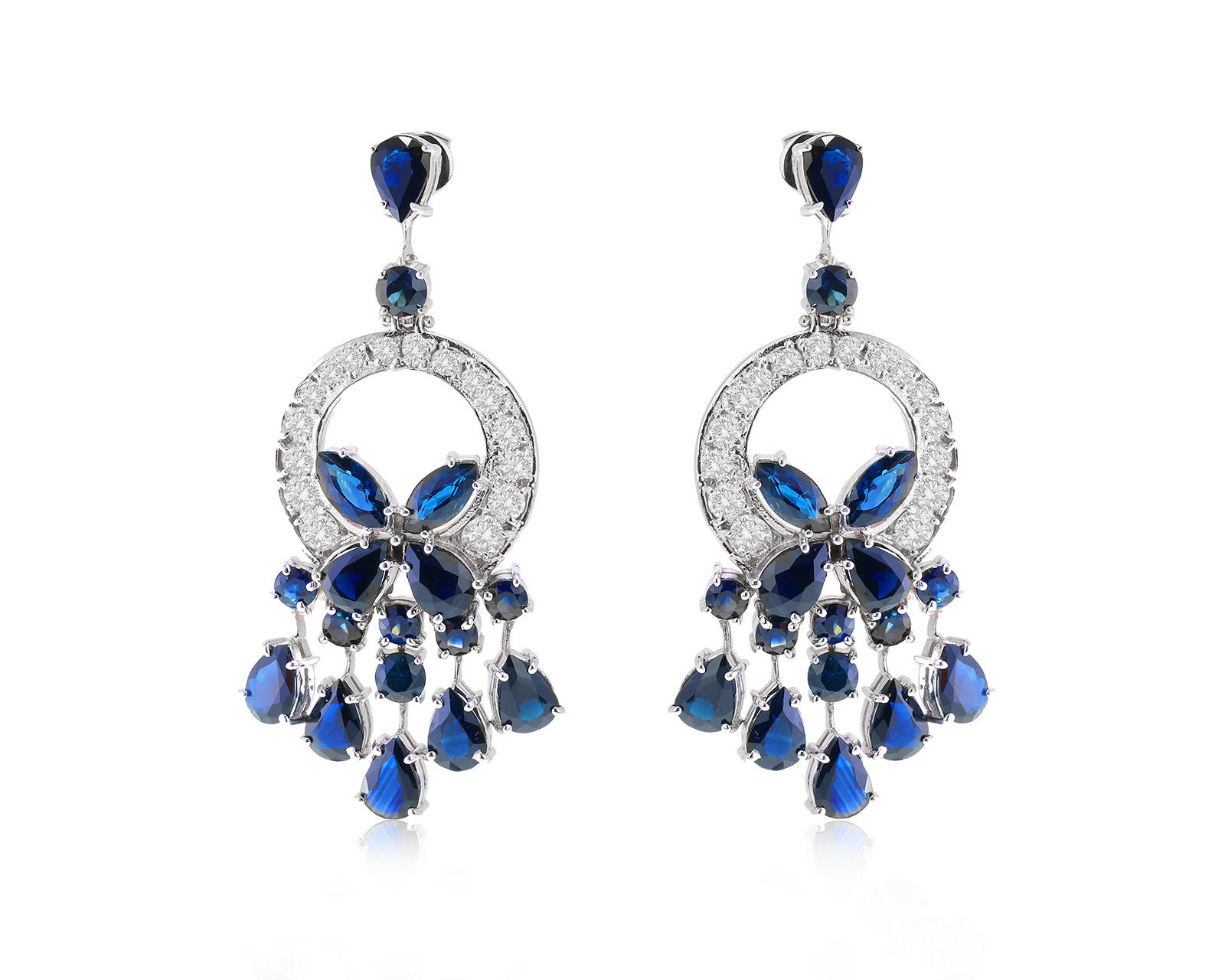 Восхитительные золотые серьги с сапфирами 12.92ct 161222/4