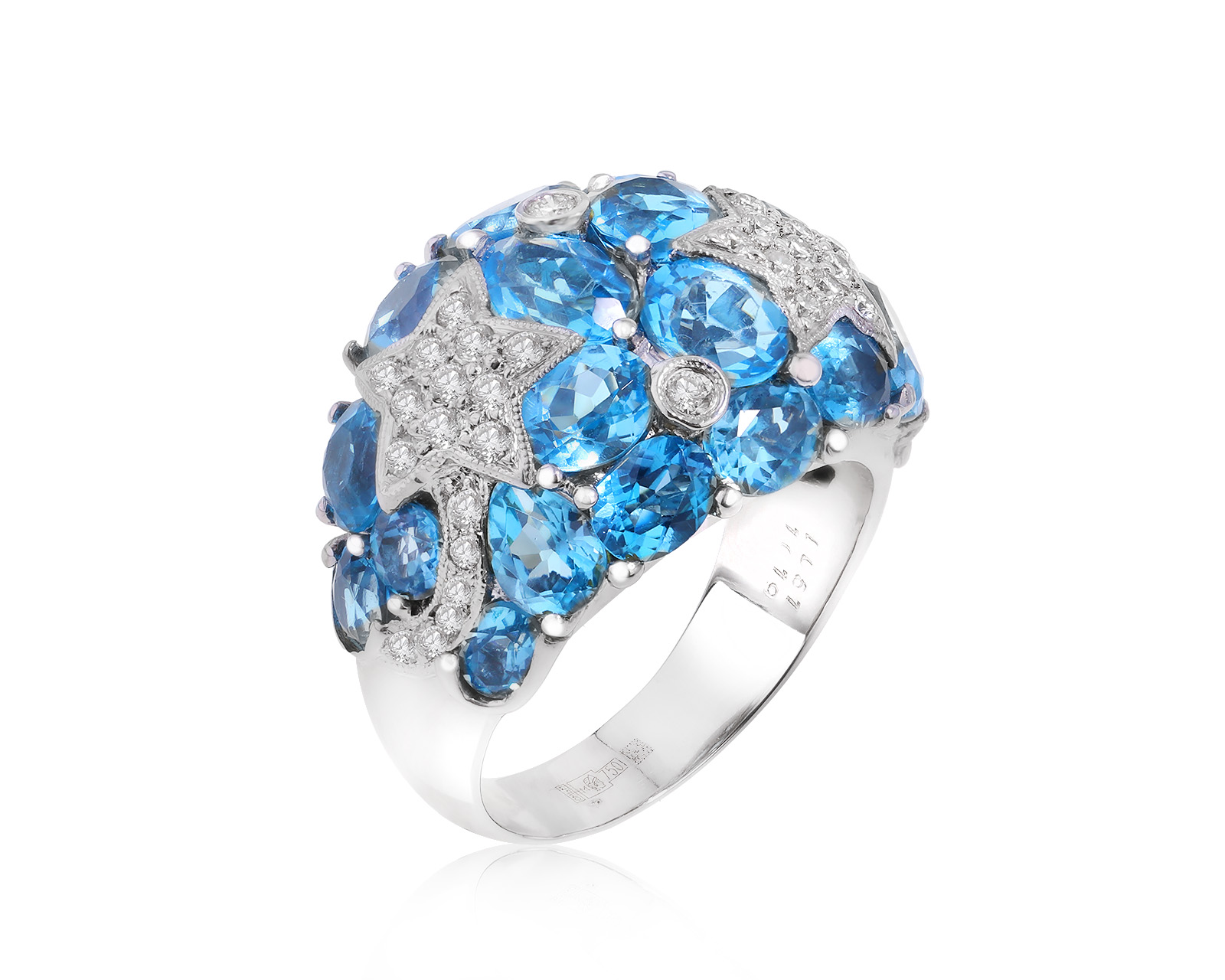 Золотое кольцо с топазами 8.10ct и бриллиантами 0.43ct 060524/26