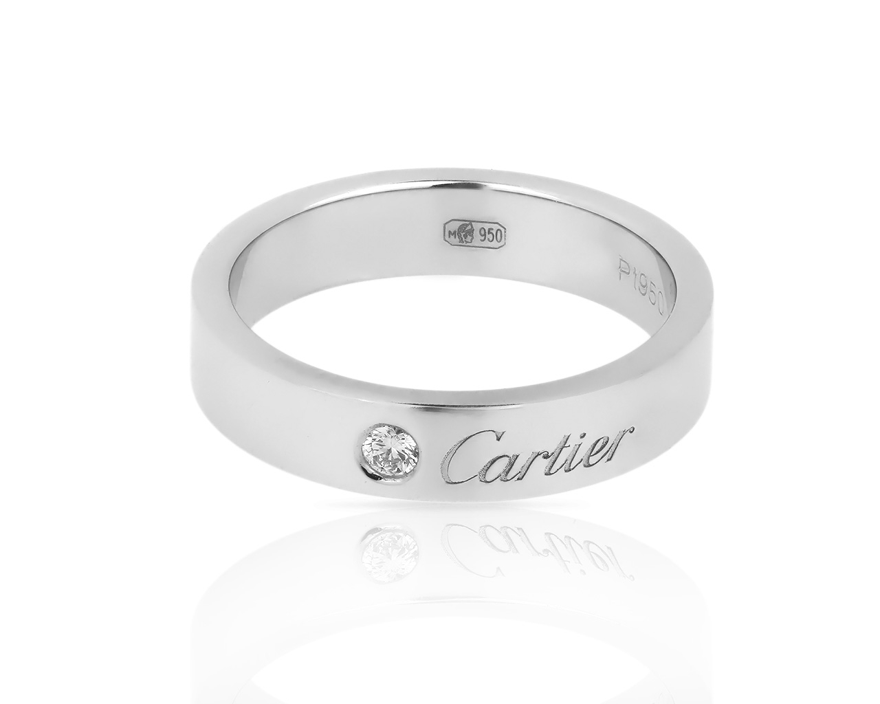 Платиновое кольцо с бриллиантом 0.03ct C de Cartier 090618/5