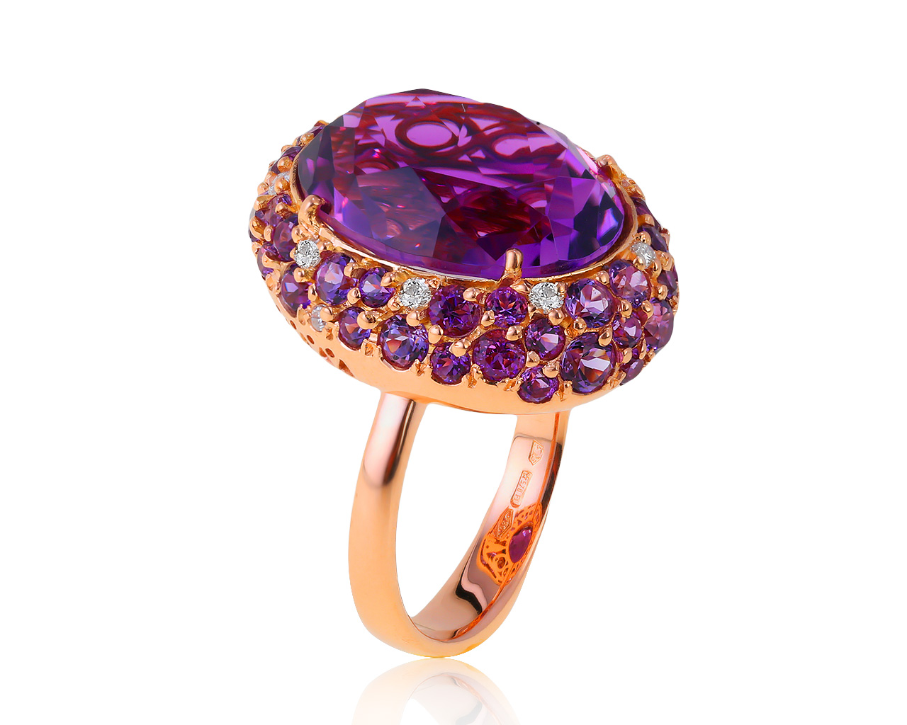 Оригинальное золотое кольцо с аметистами 11.04ct Ponte Vecchio 250521/8