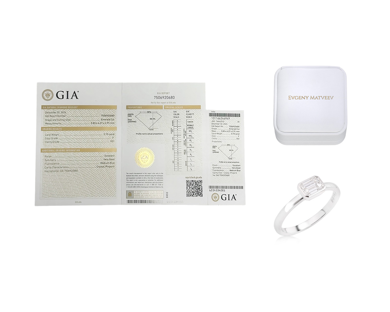 Золотое кольцо с бриллиантом 0.70ct Evgeny Matveev