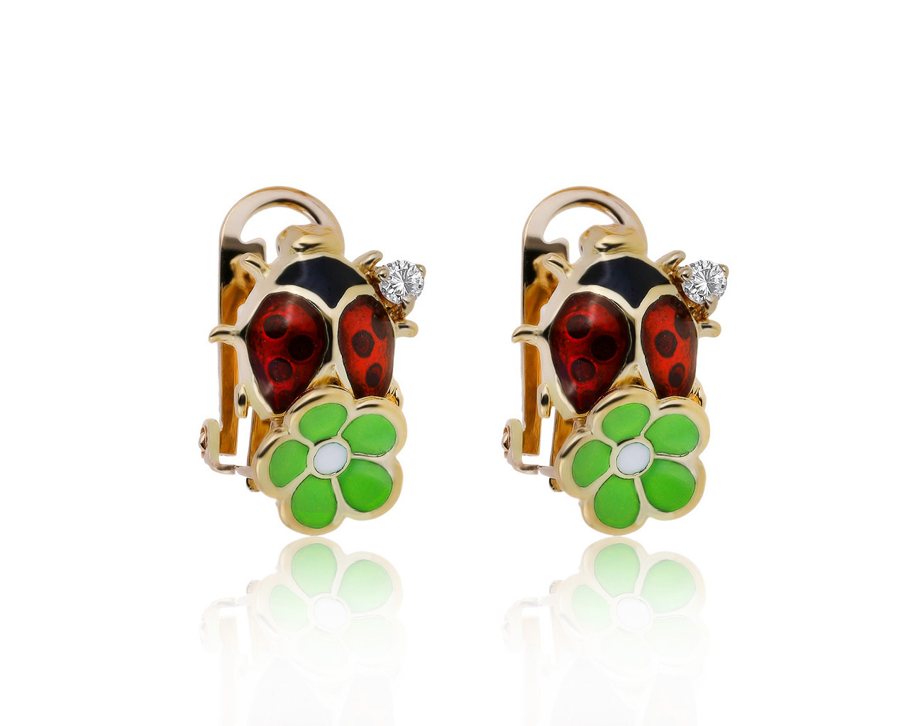 Оригинальные золотые серьги с бриллиантами 0.05ct Roberto Bravo 080620/1