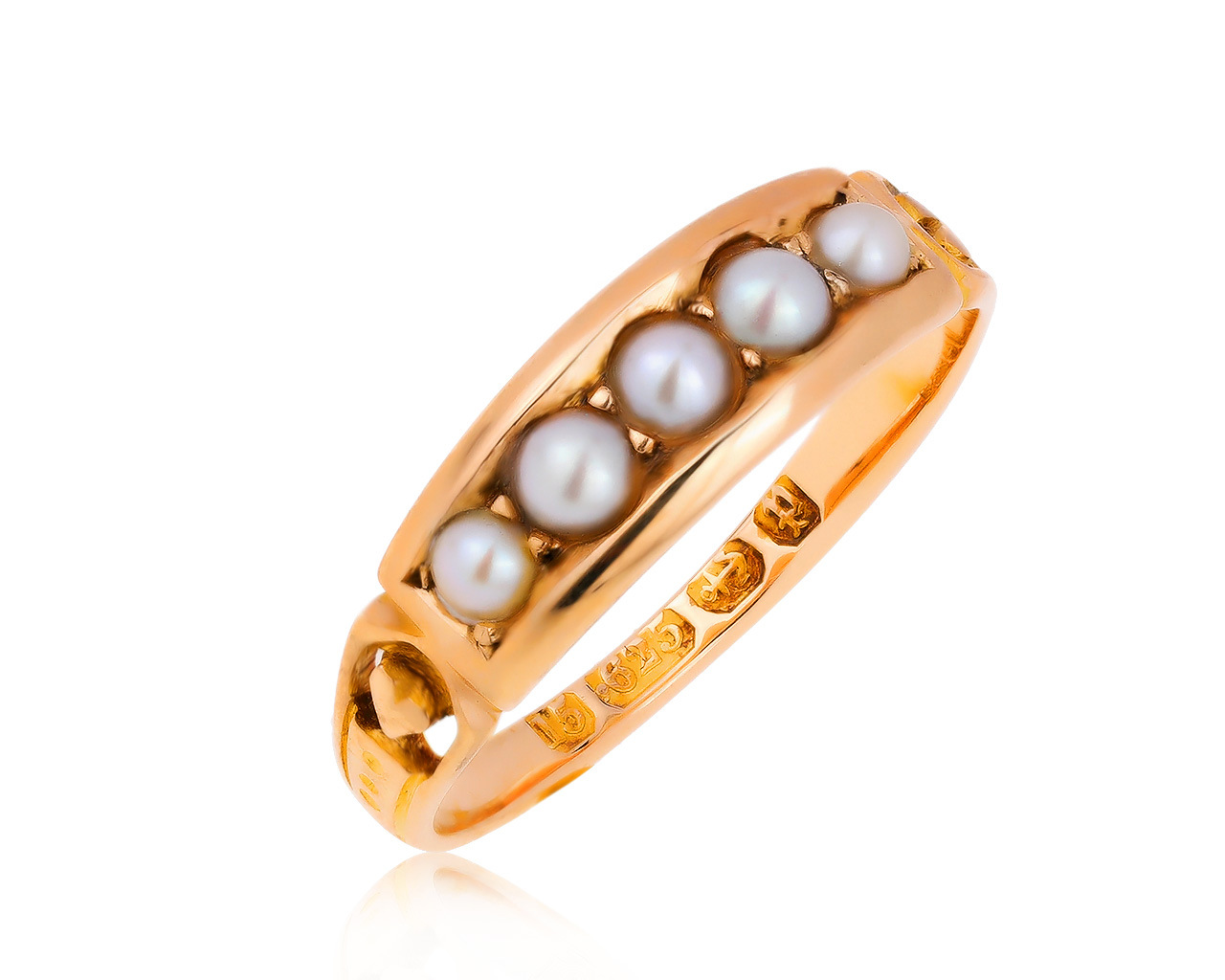 Царское золотое кольцо с жемчугом 2.00-2.50 мм