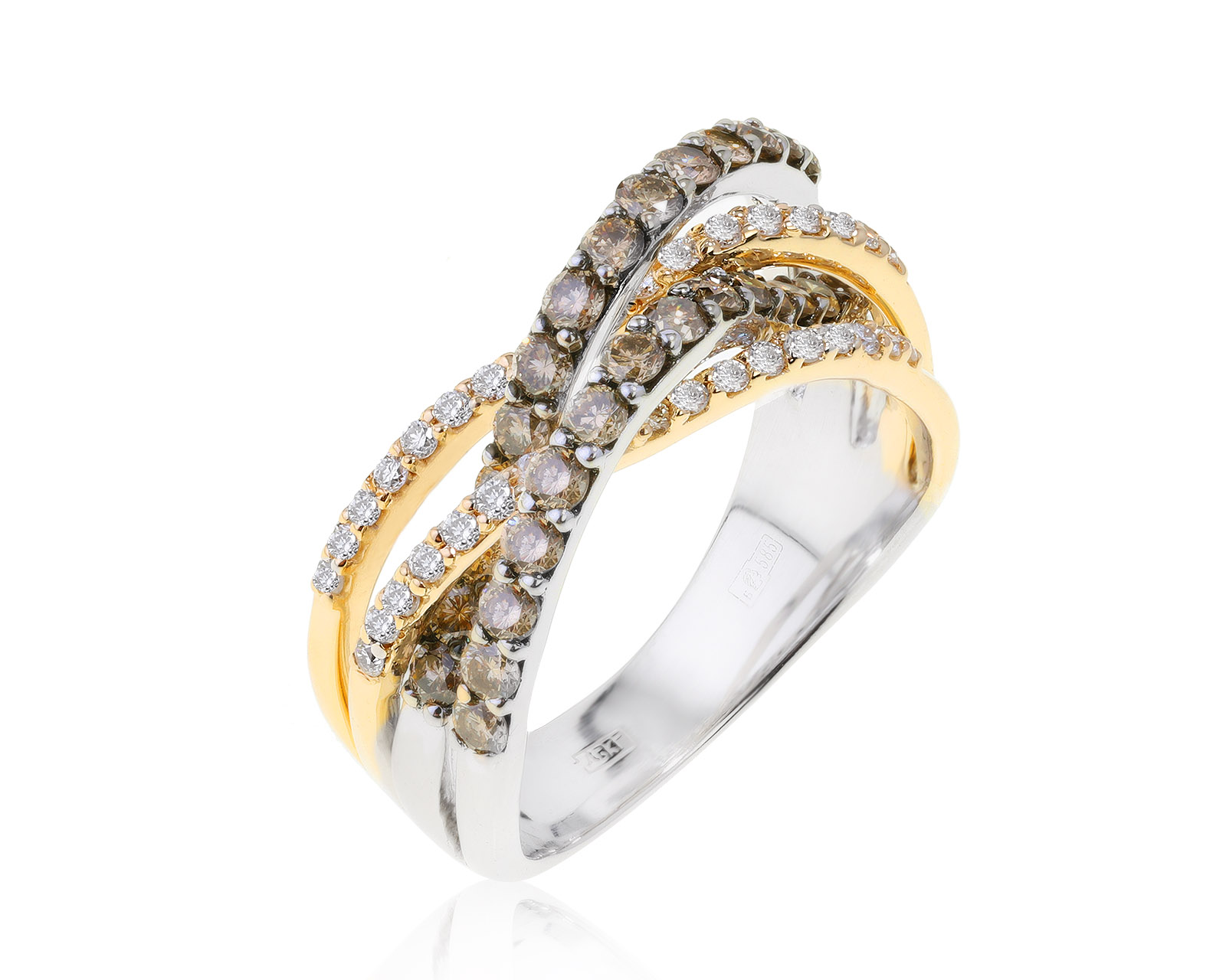 Притягательное золотое кольцо с бриллиантами 1.04ct