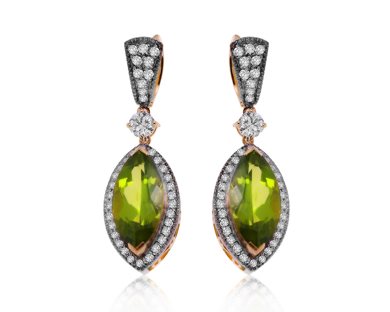 Оригинальные золотые серьги с хризолитами 8.71ct Altico 280220/2