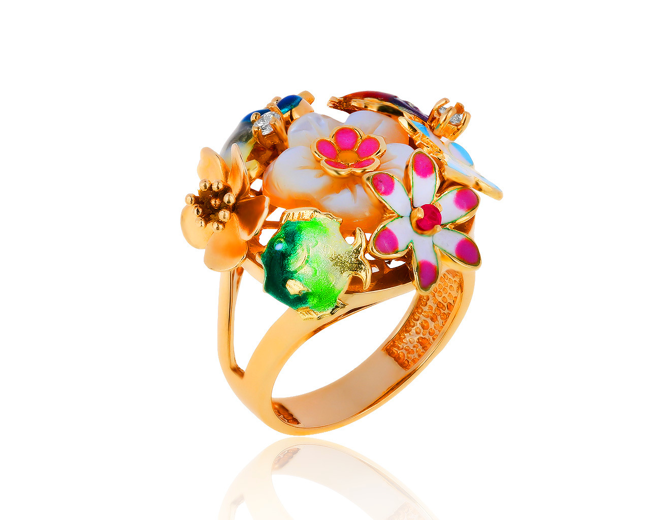 Оригинальное золотое кольцо с бриллиантами 0.08ct Roberto Bravo 090719/16