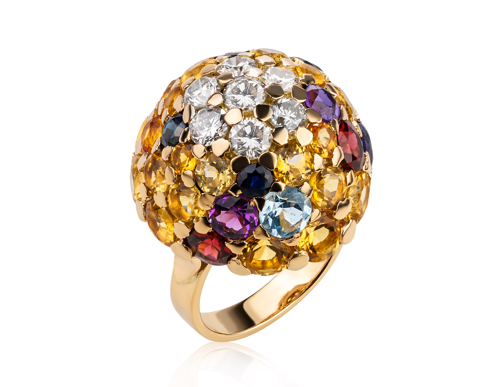 Золотое кольцо с цветными камнями 15.46ct 300426/6