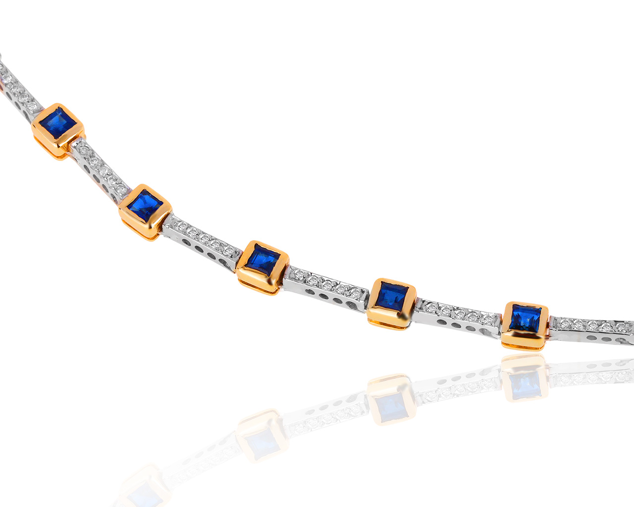 Достойное золотое колье с сапфирами 2.23ct 111219/1