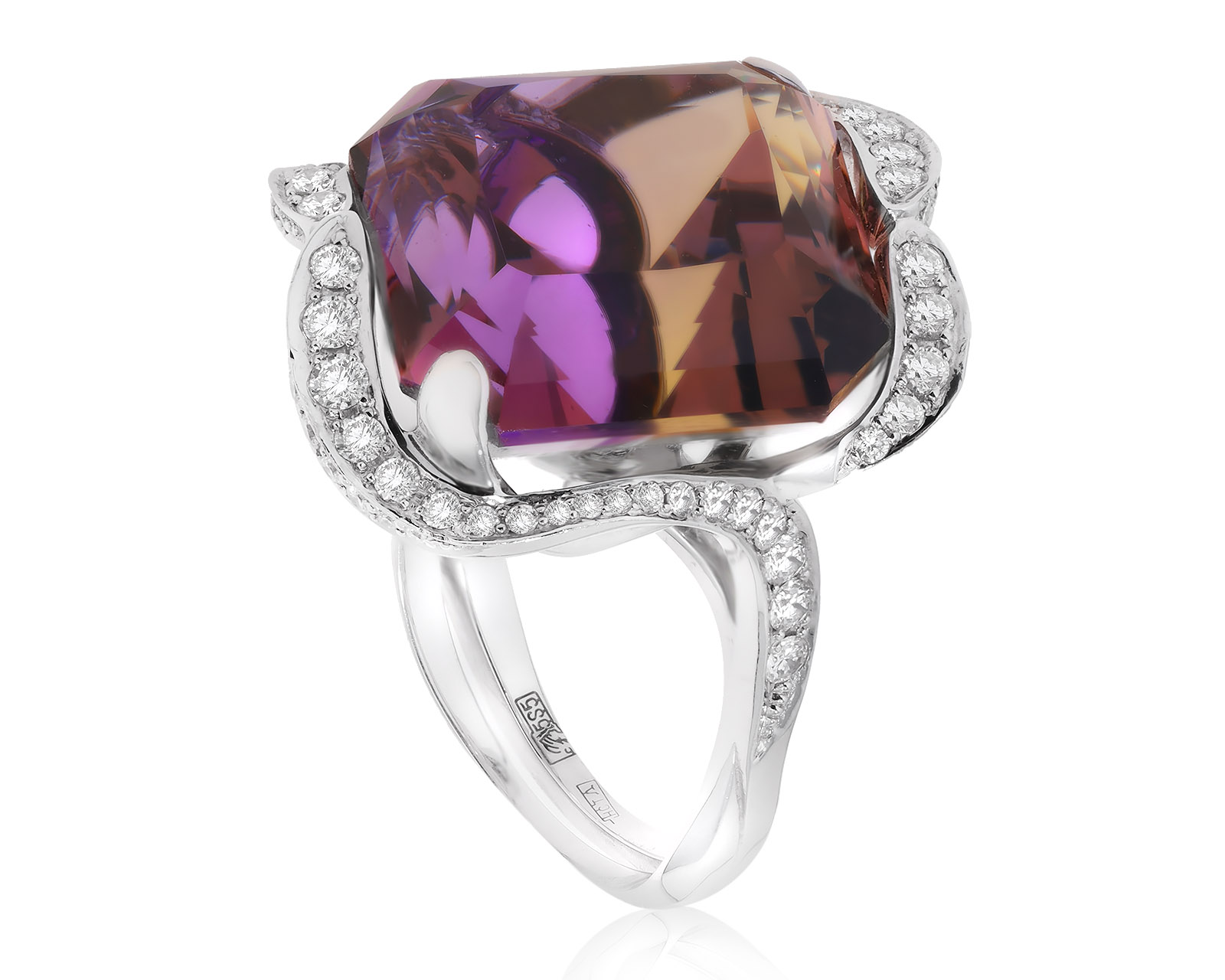 Оригинальное золотое кольцо с аметрином Боливия 28.76ct Maxim Demidov 021224/КМ31