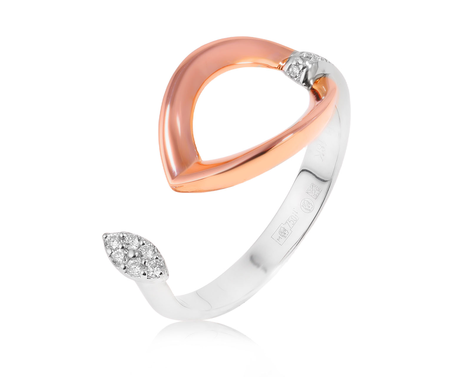 Оригинальное золотое кольцо с бриллиантами 0.08ct Roberto Bravo 180725/6