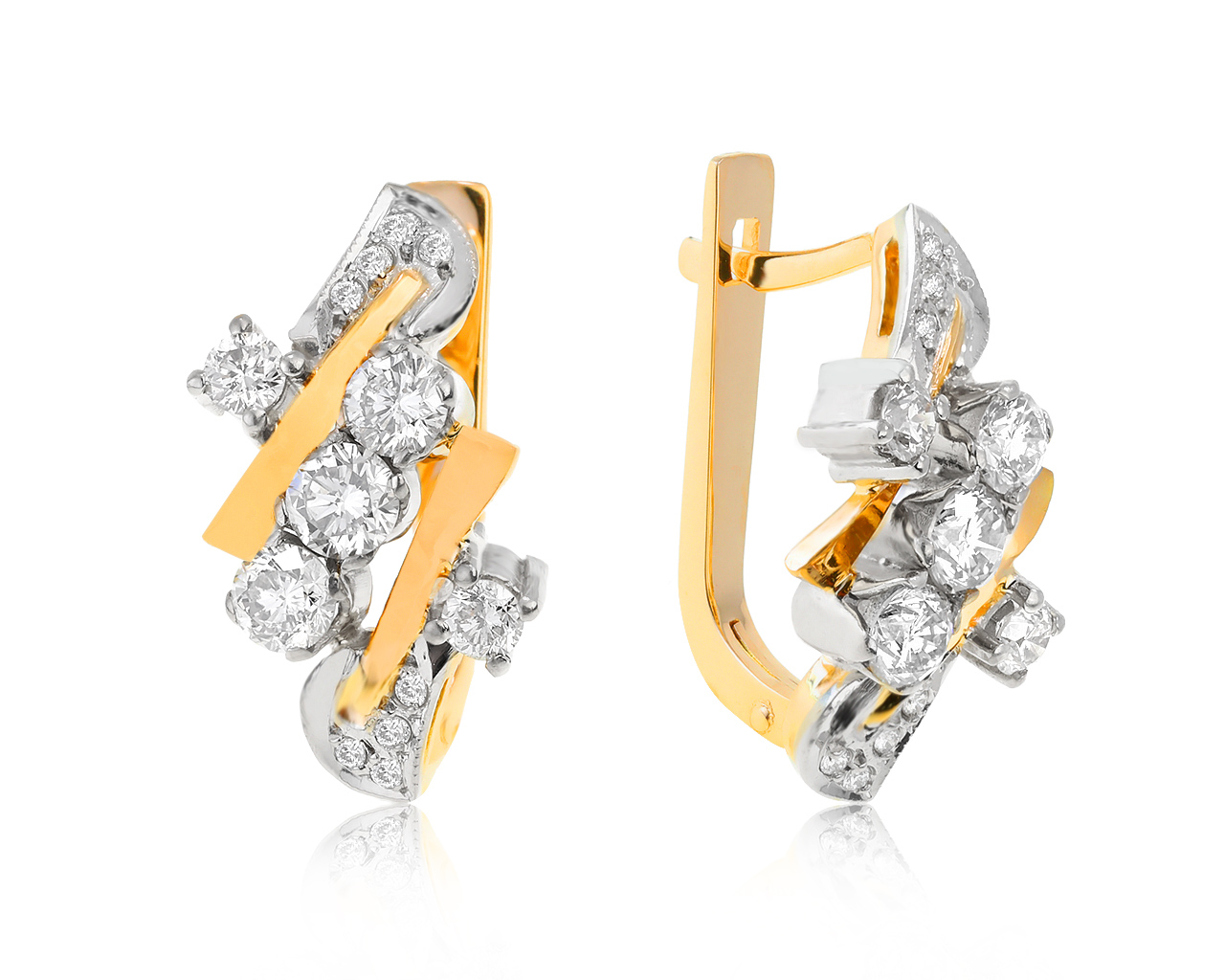 Винтажные золотые серьги с бриллиантами 1.80ct СССР 170521/8