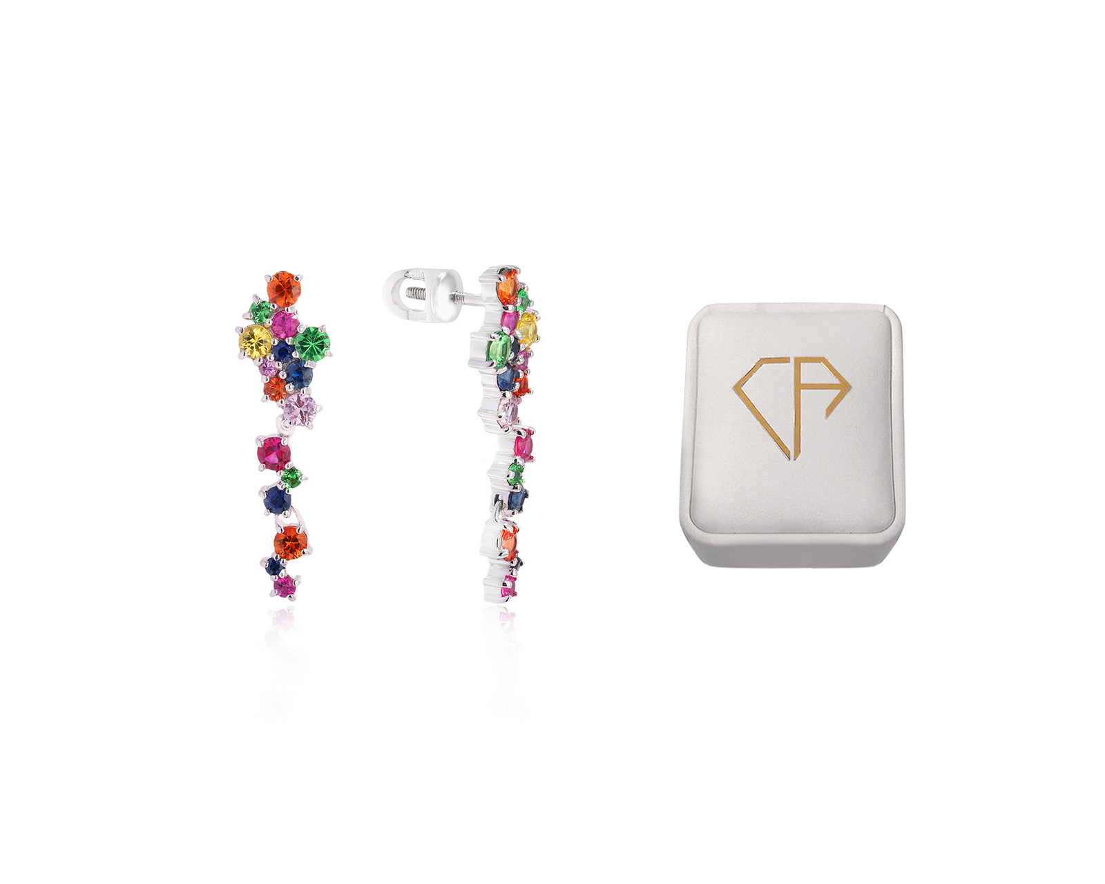 Оригинальные золотые серьги с цветными камнями 2.50ct Constantin Artmayer